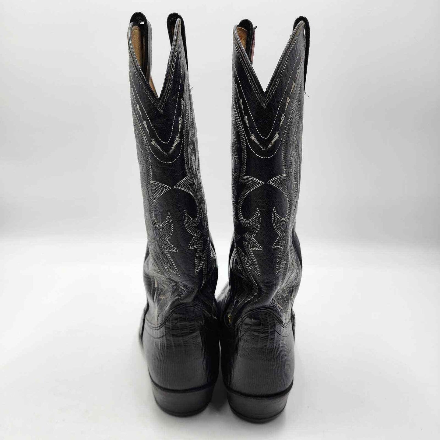 Vintage  Dan Post Reptile Leather Cowboy Boots Black Western Men’s Size 8