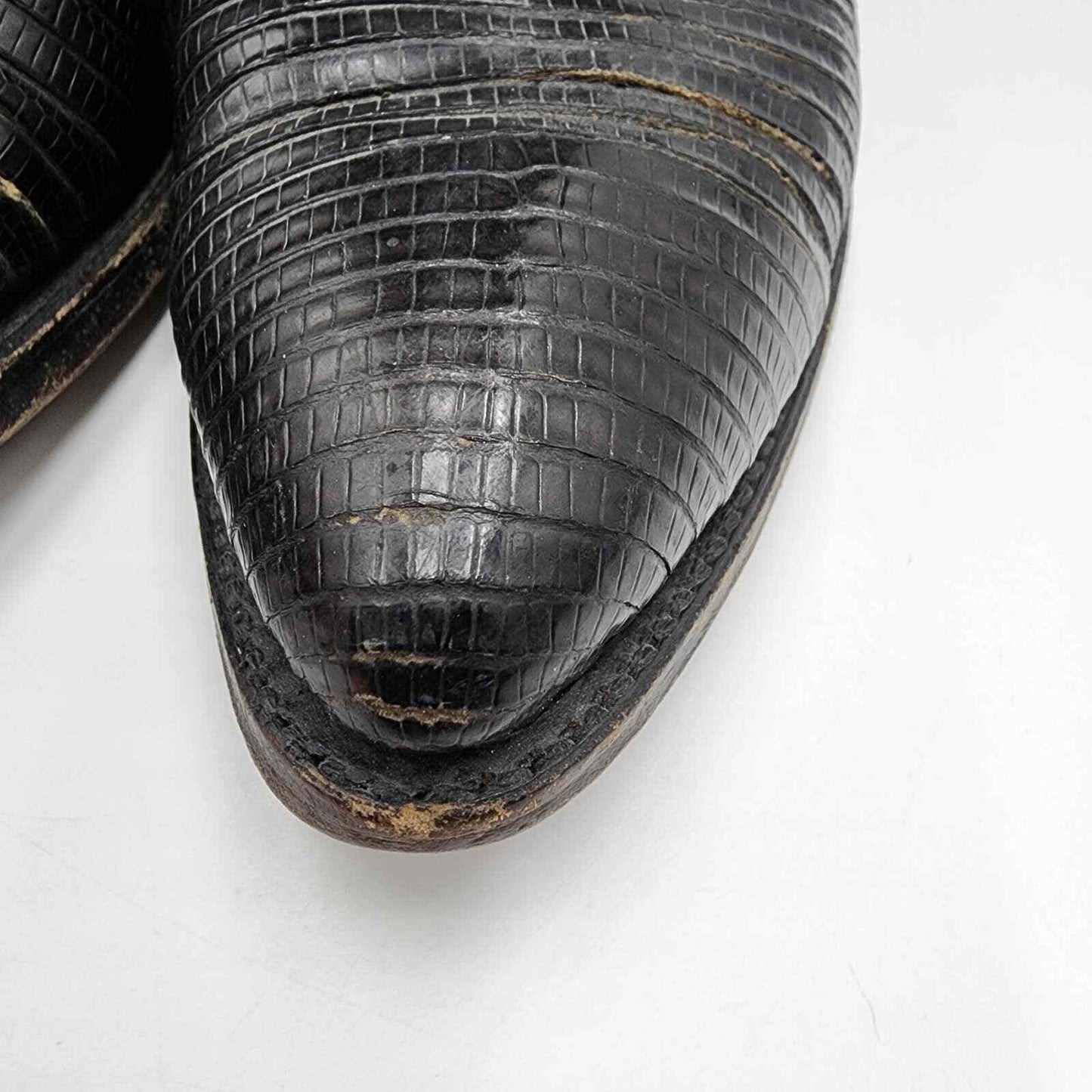 Vintage  Dan Post Reptile Leather Cowboy Boots Black Western Men’s Size 8