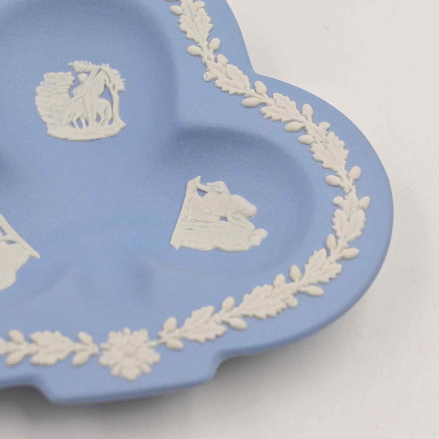 Vintage Wedgwood Blue Jasperware Divided Clover Trinket Tray