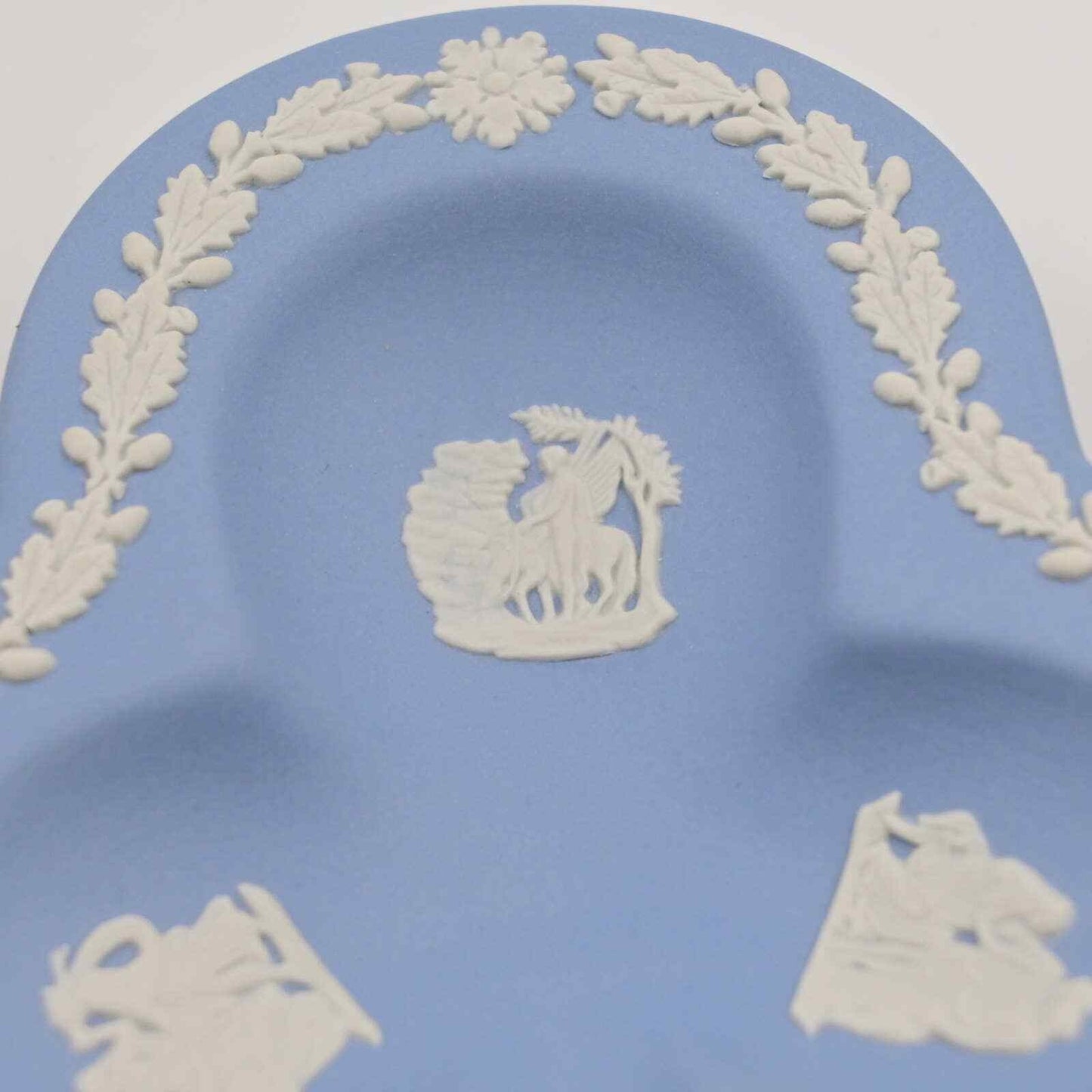 Vintage Wedgwood Blue Jasperware Divided Clover Trinket Tray