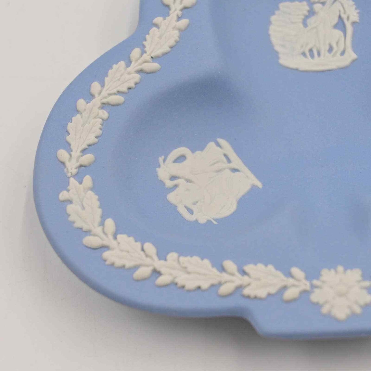 Vintage Wedgwood Blue Jasperware Divided Clover Trinket Tray