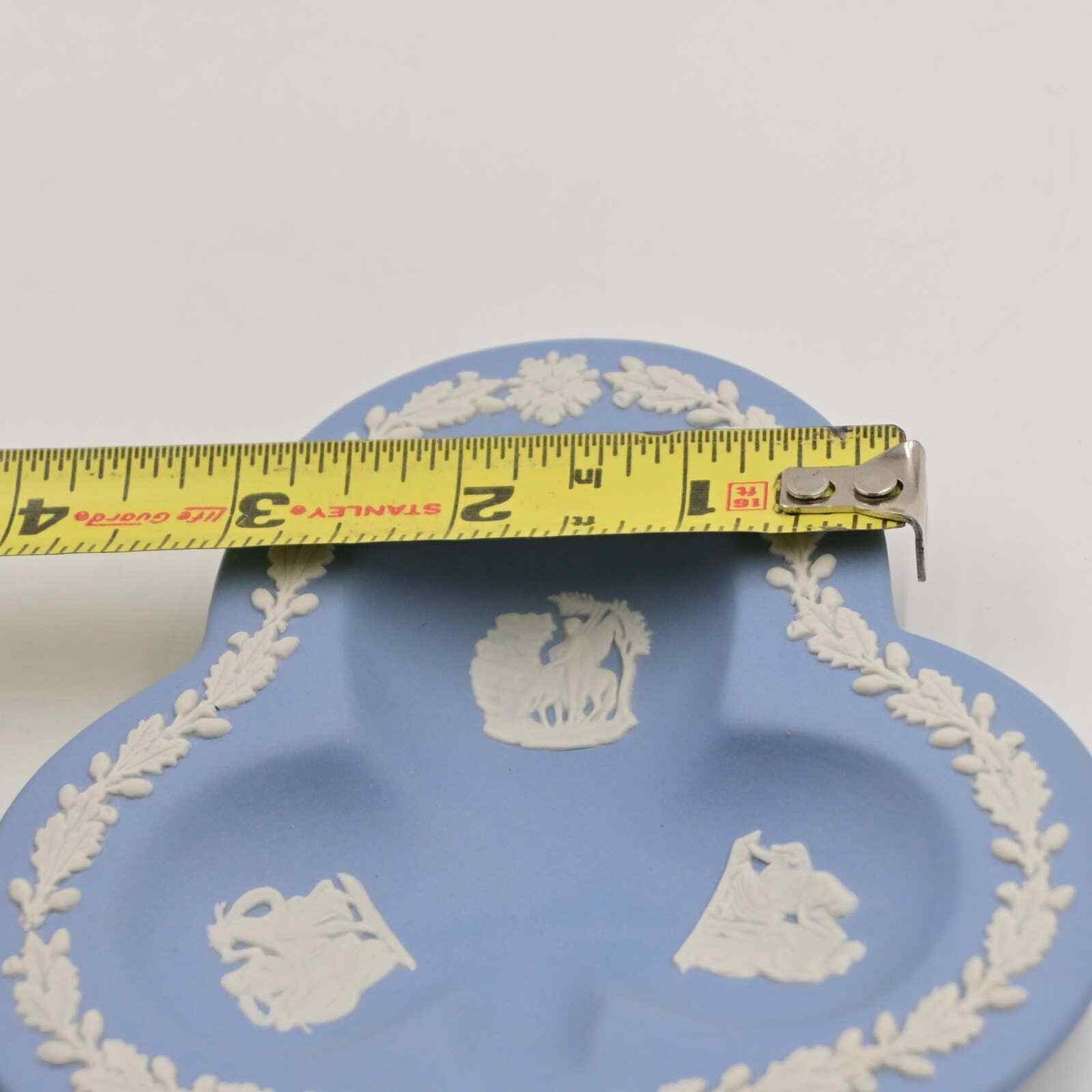 Vintage Wedgwood Blue Jasperware Divided Clover Trinket Tray