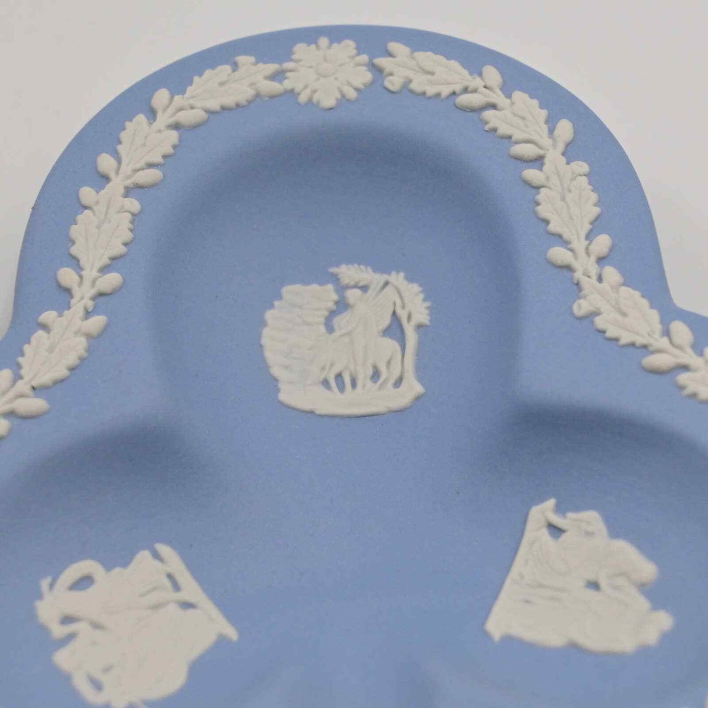 Vintage Wedgwood Blue Jasperware Divided Clover Trinket Tray