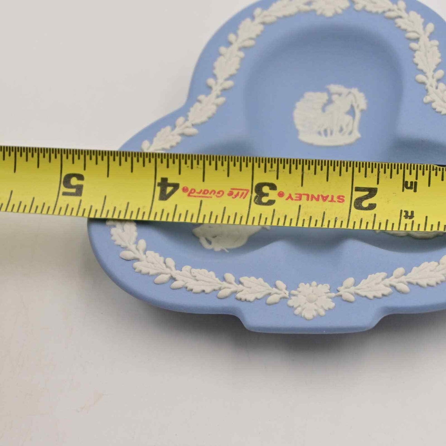 Vintage Wedgwood Blue Jasperware Divided Clover Trinket Tray