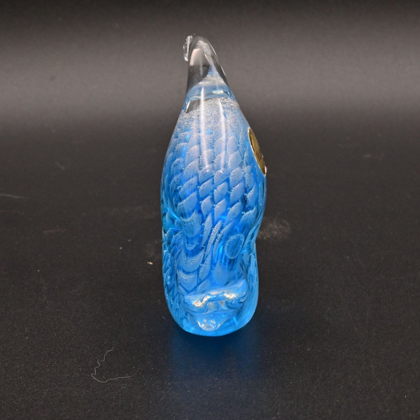 Murano Glass Blue & Clear Fish Figurine Handcrafted In Italy