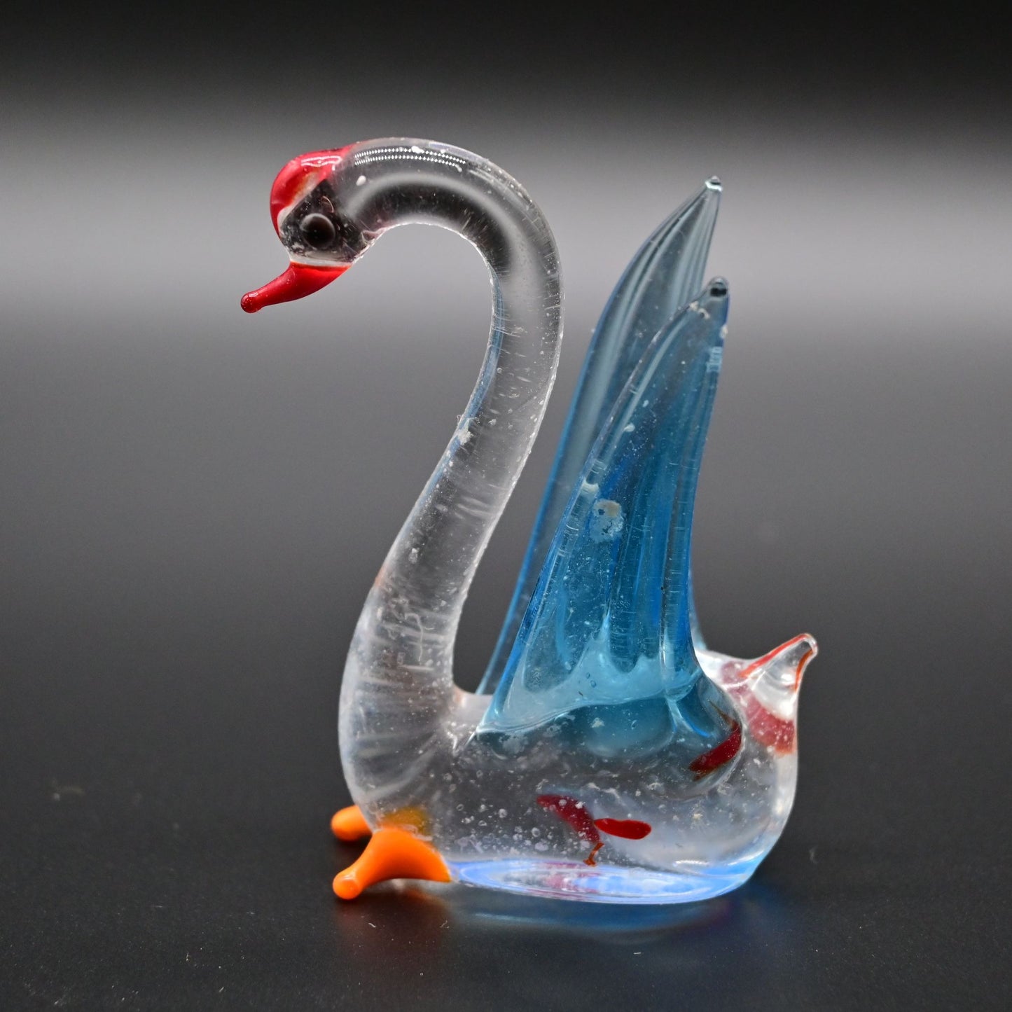 Vintage Hand Blown Art Glass Swan Miniature Figure
