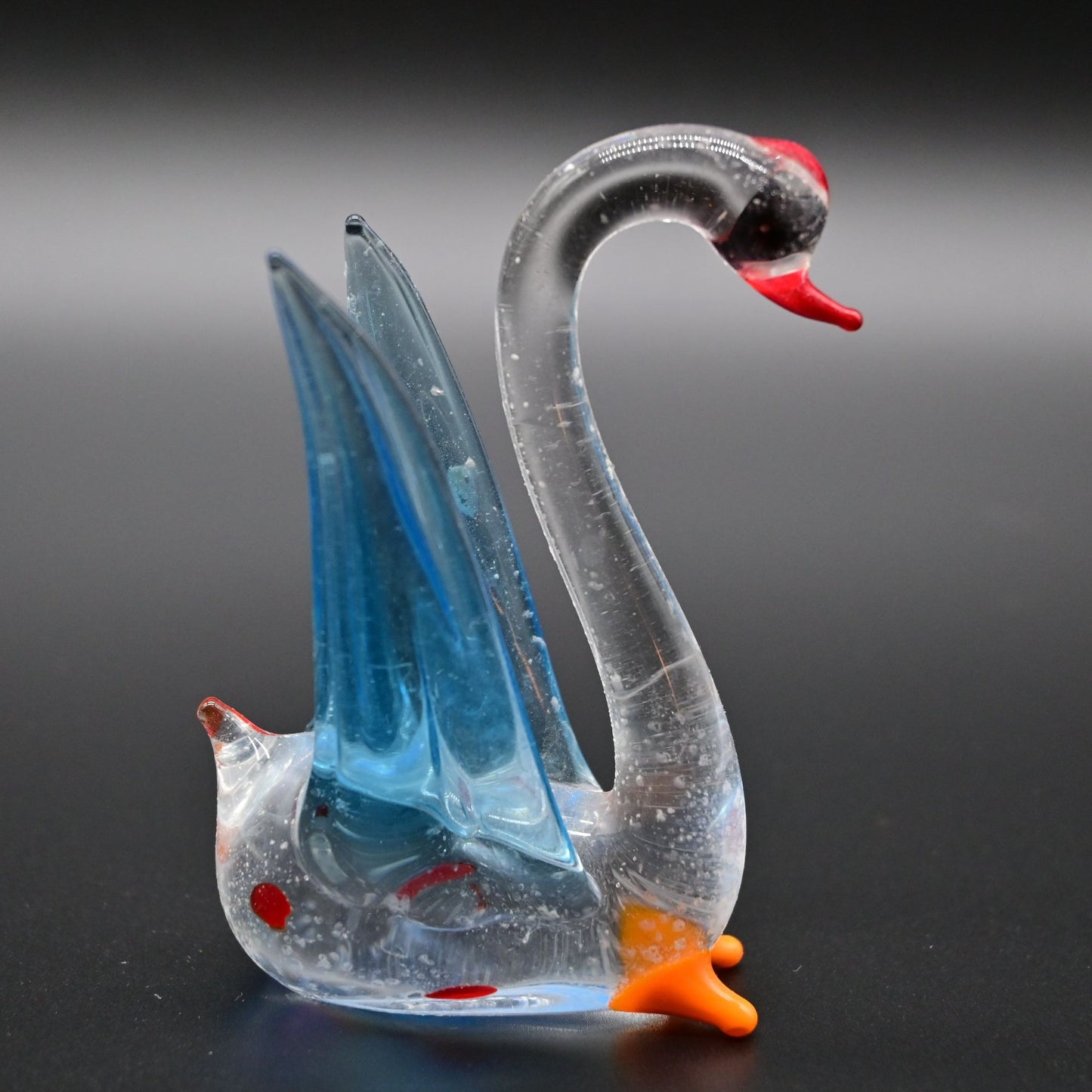 Vintage Hand Blown Art Glass Swan Miniature Figure