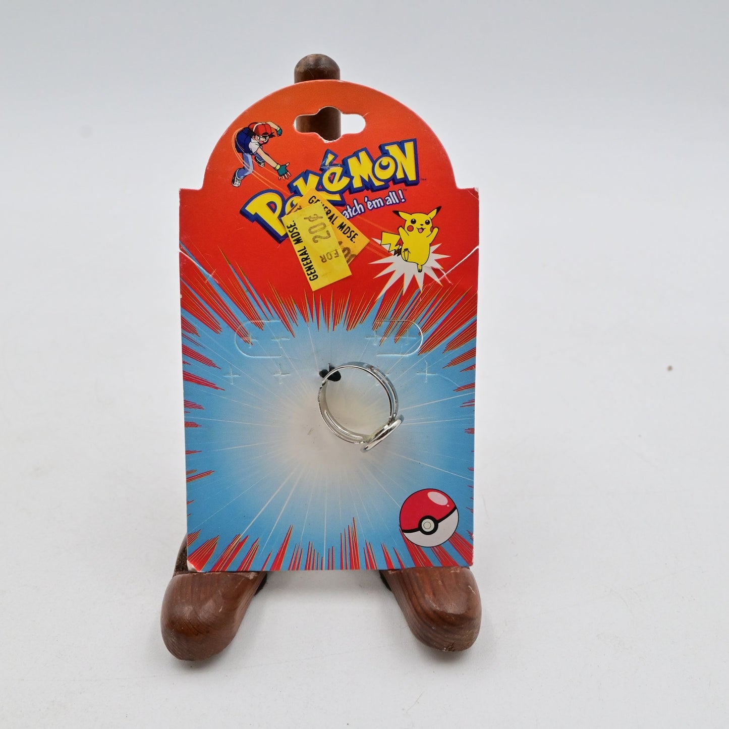 Vintage 1999 Pokémon Pikachu Adjustable Ring On Original Card