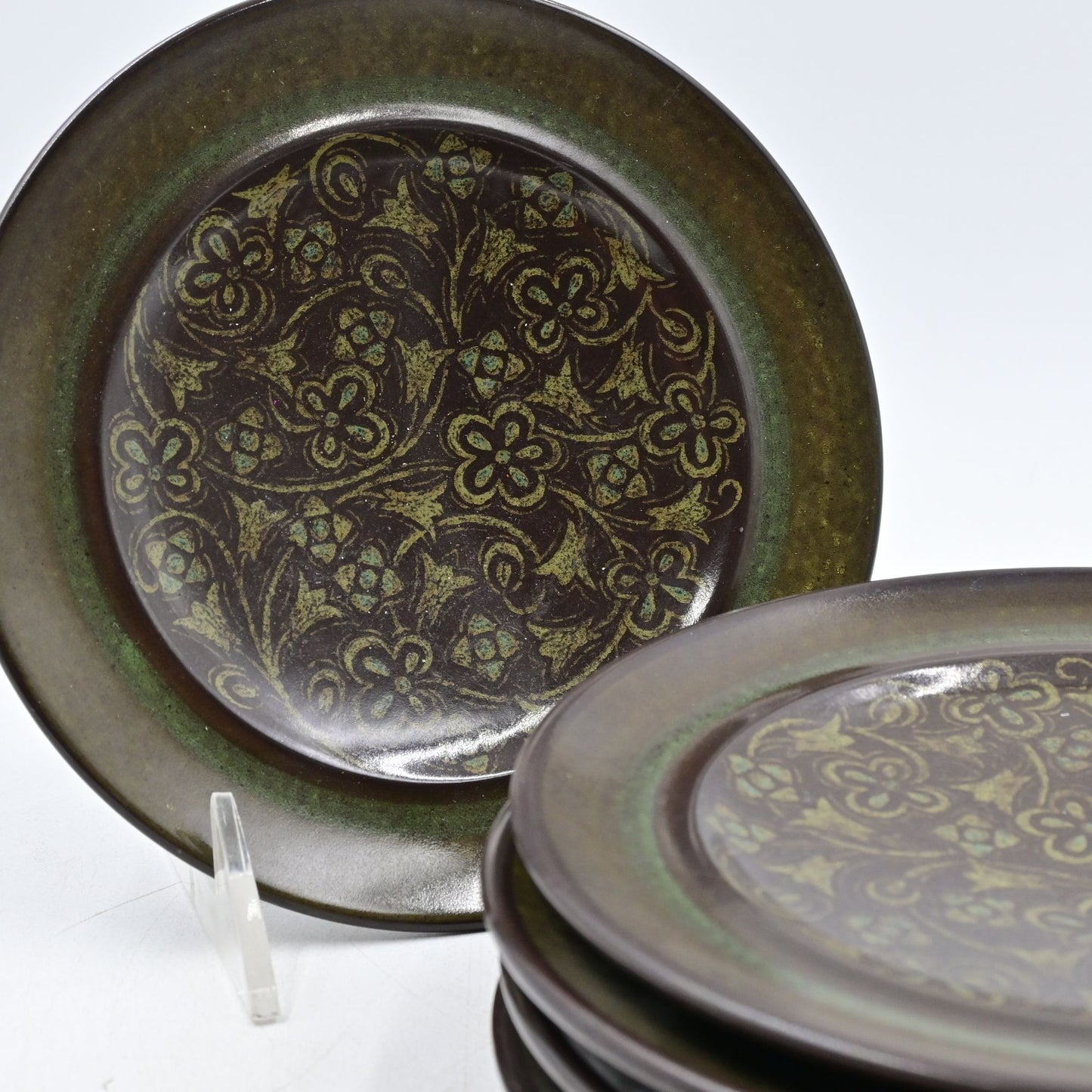 Franciscan Madeira Earthenware Bread Plate Set Of 5 Brown & Green