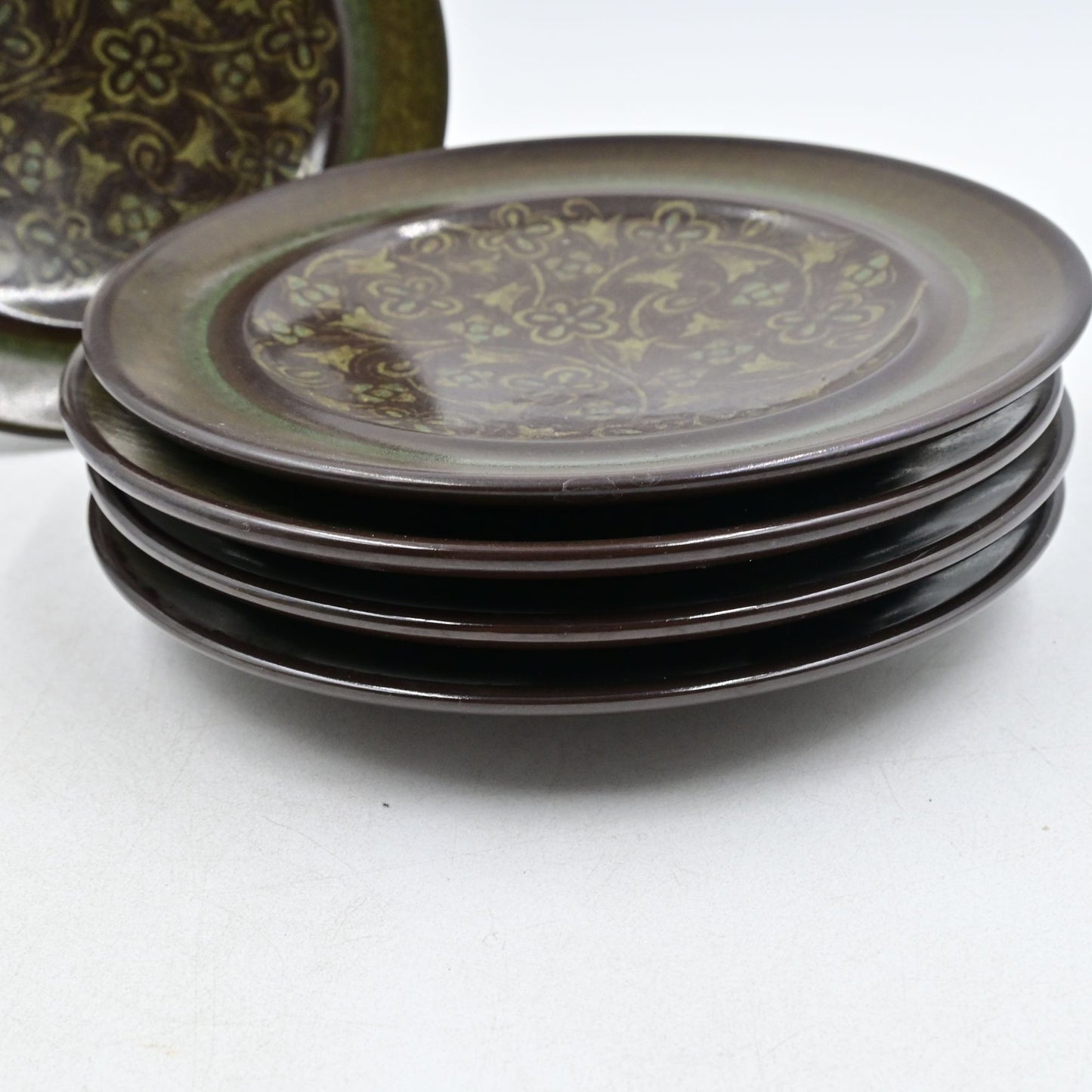 Franciscan Madeira Earthenware Bread Plate Set Of 5 Brown & Green