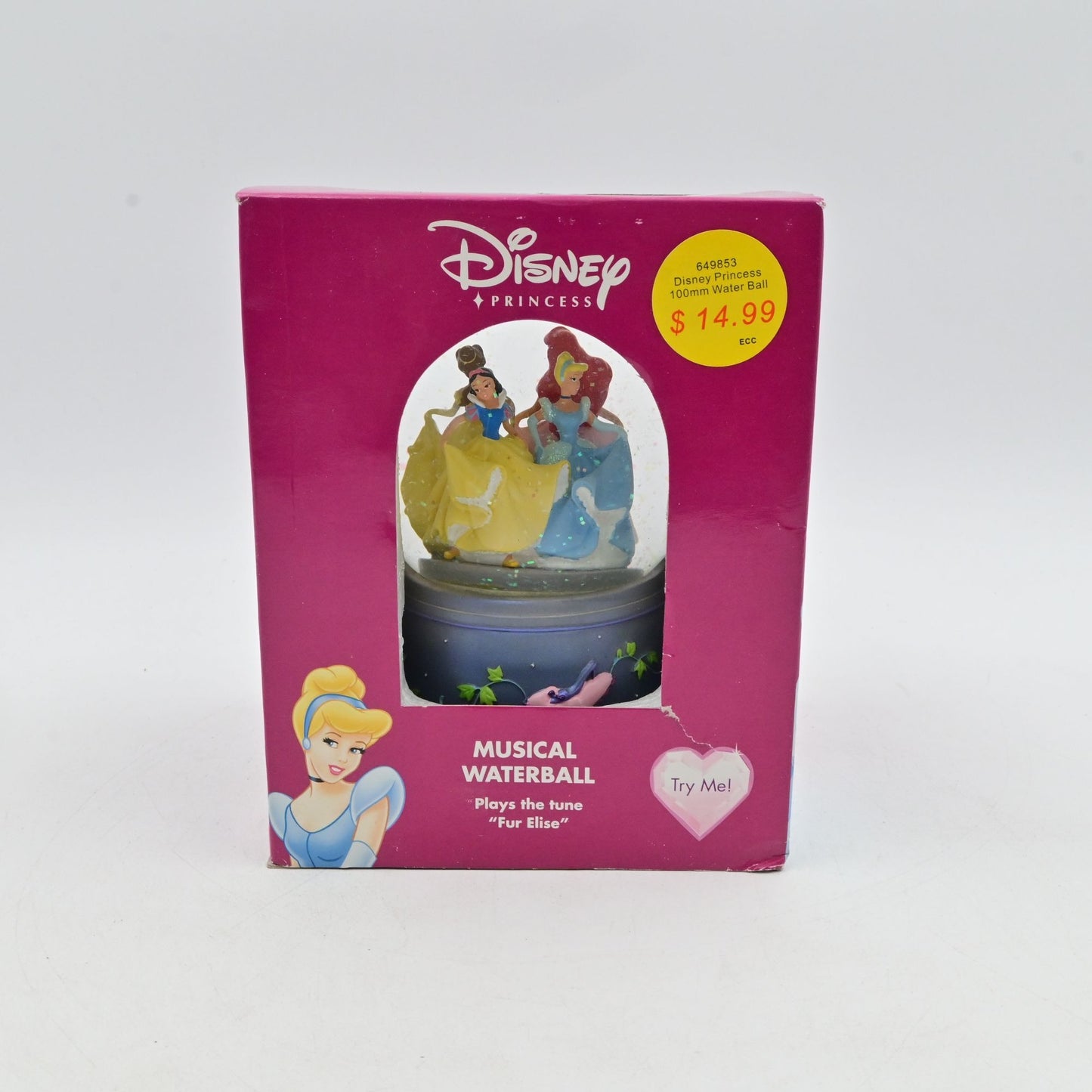Disney Princess Musical Waterball With Ariel Belle & Cinderella By Enesco