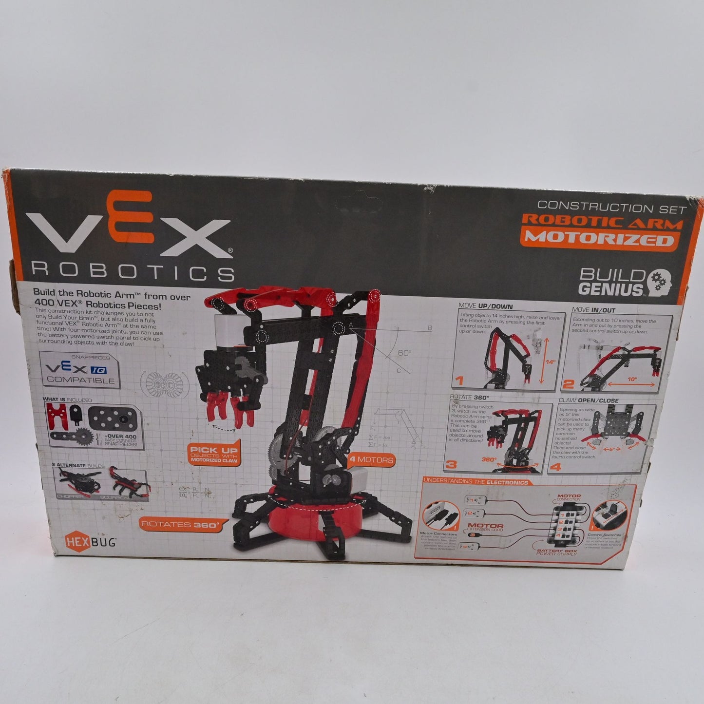 Hex Bug Vex Motorized Robotic Arm Construction Set Chopper Scorpion Stem Kit New