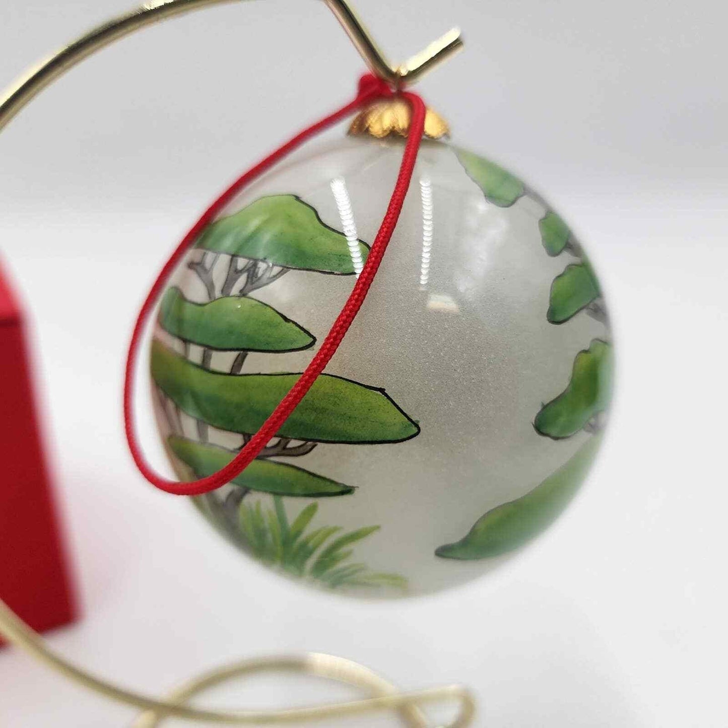 Vintage Reverse Painted Cougar Glass Ornament