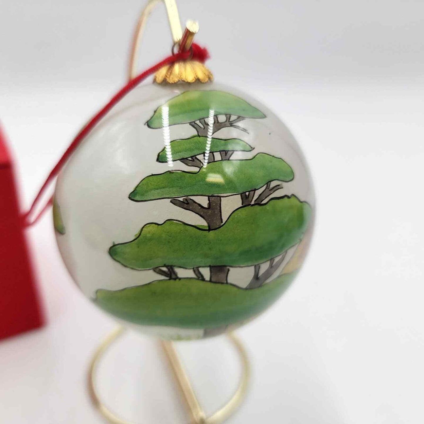 Vintage Reverse Painted Cougar Glass Ornament