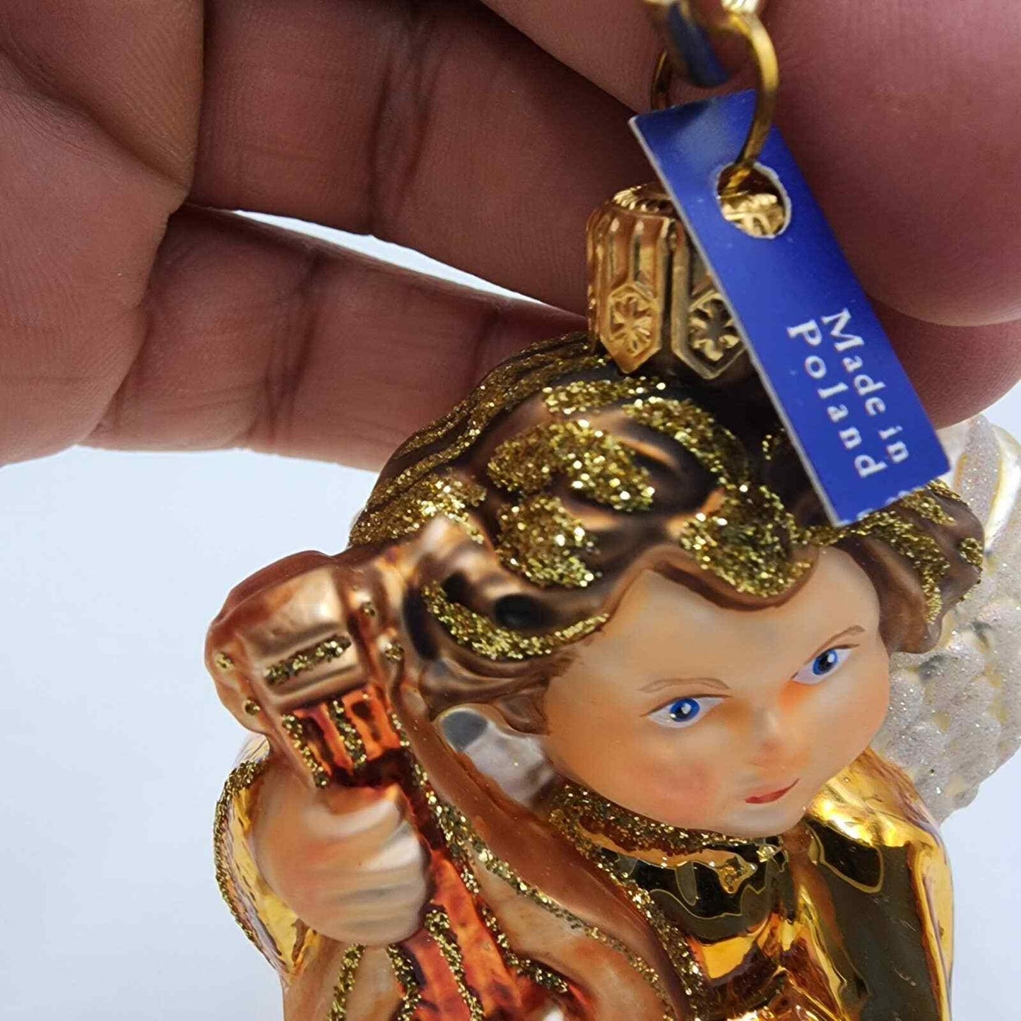 Glassware Art Studio Angel With Instrument Christmas Ornament
