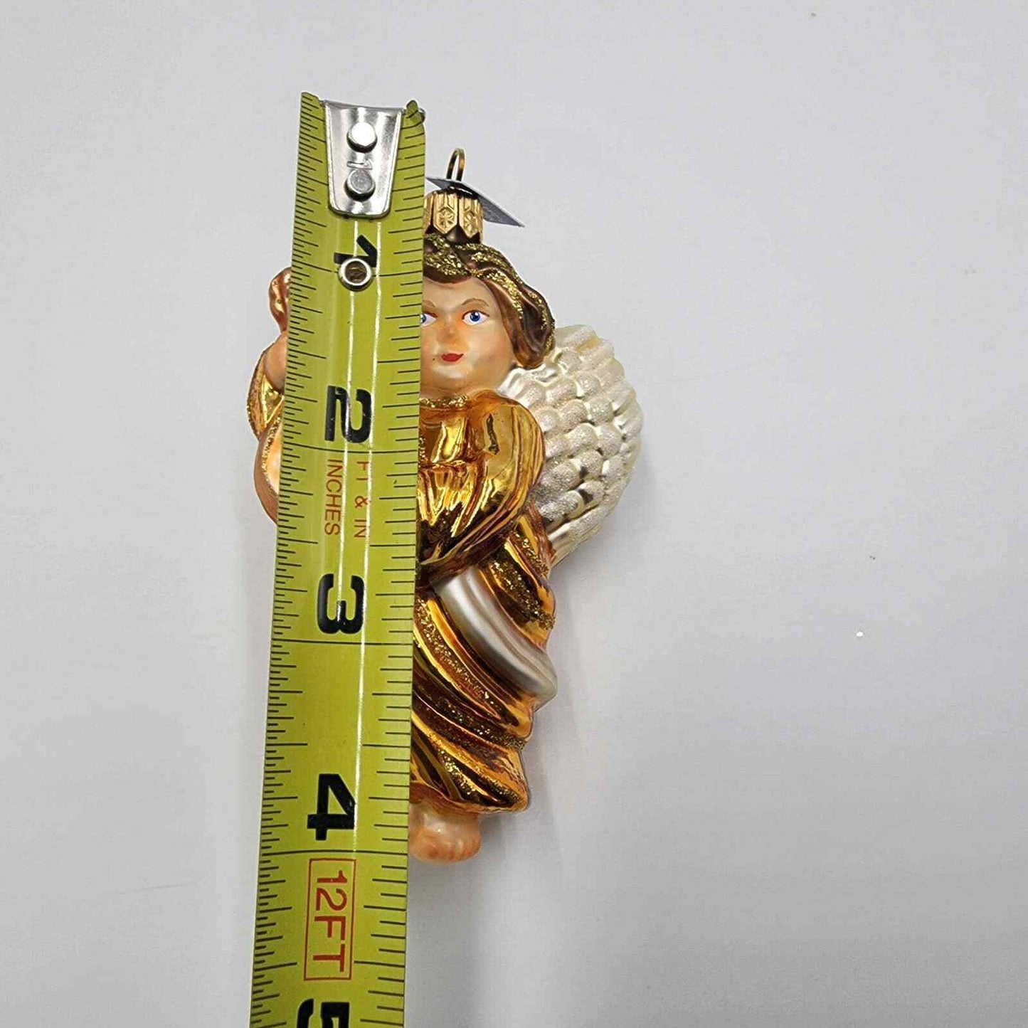 Glassware Art Studio Angel With Instrument Christmas Ornament