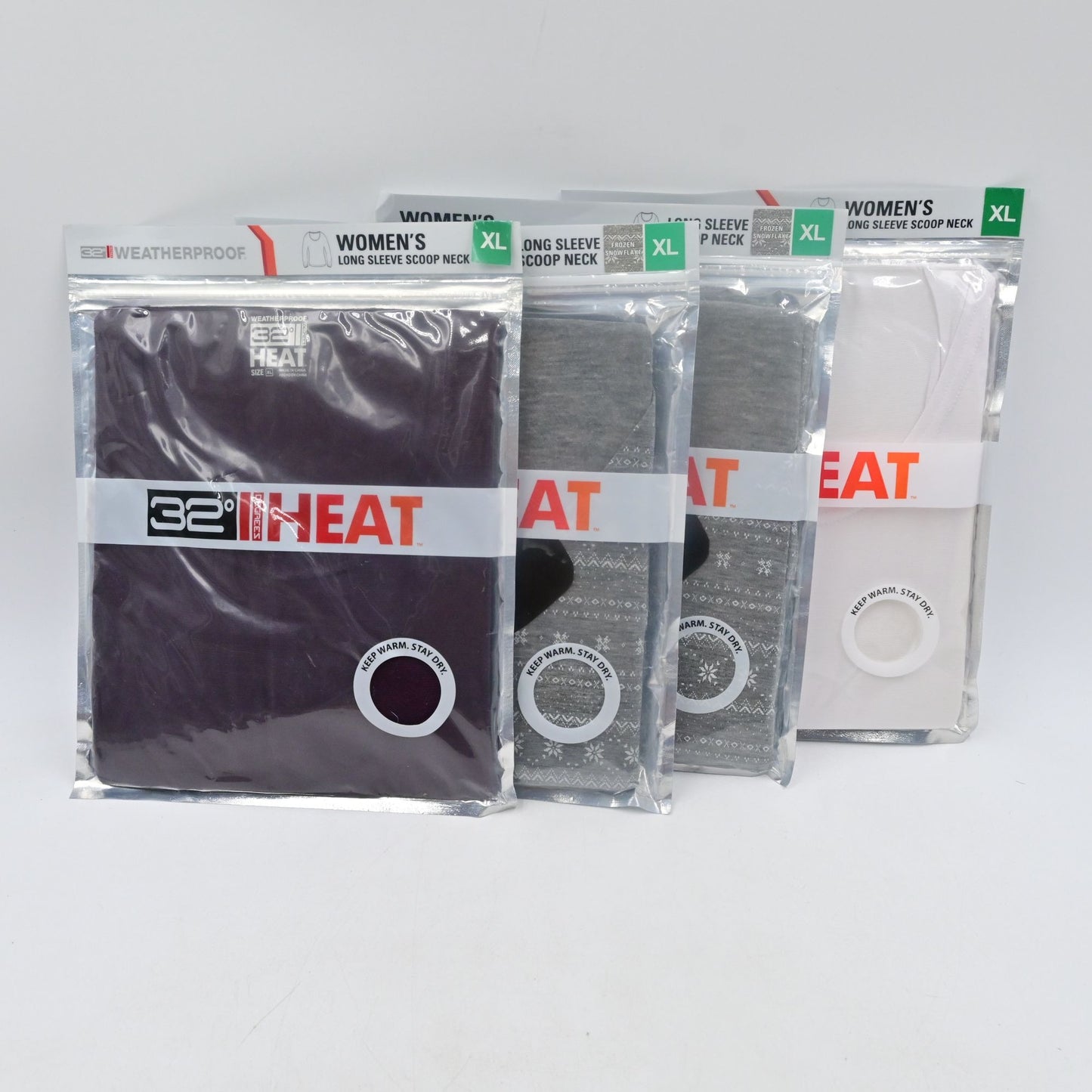 32 Degrees Cool Women's Long Sleeve Scoop Neck Size XL Single NIP Bundle Of 4