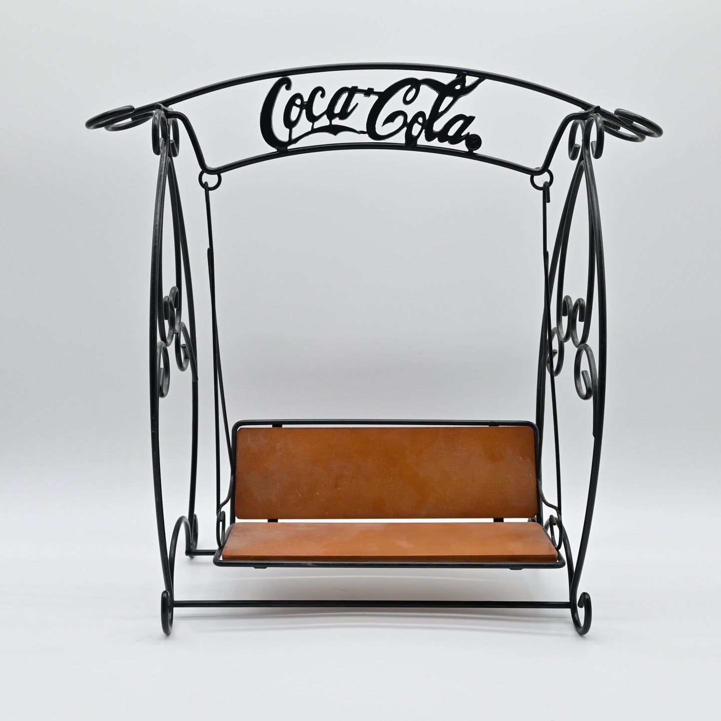 Vintage 1999 Coca-Cola Miniature Park Metal Wood Seat Swing