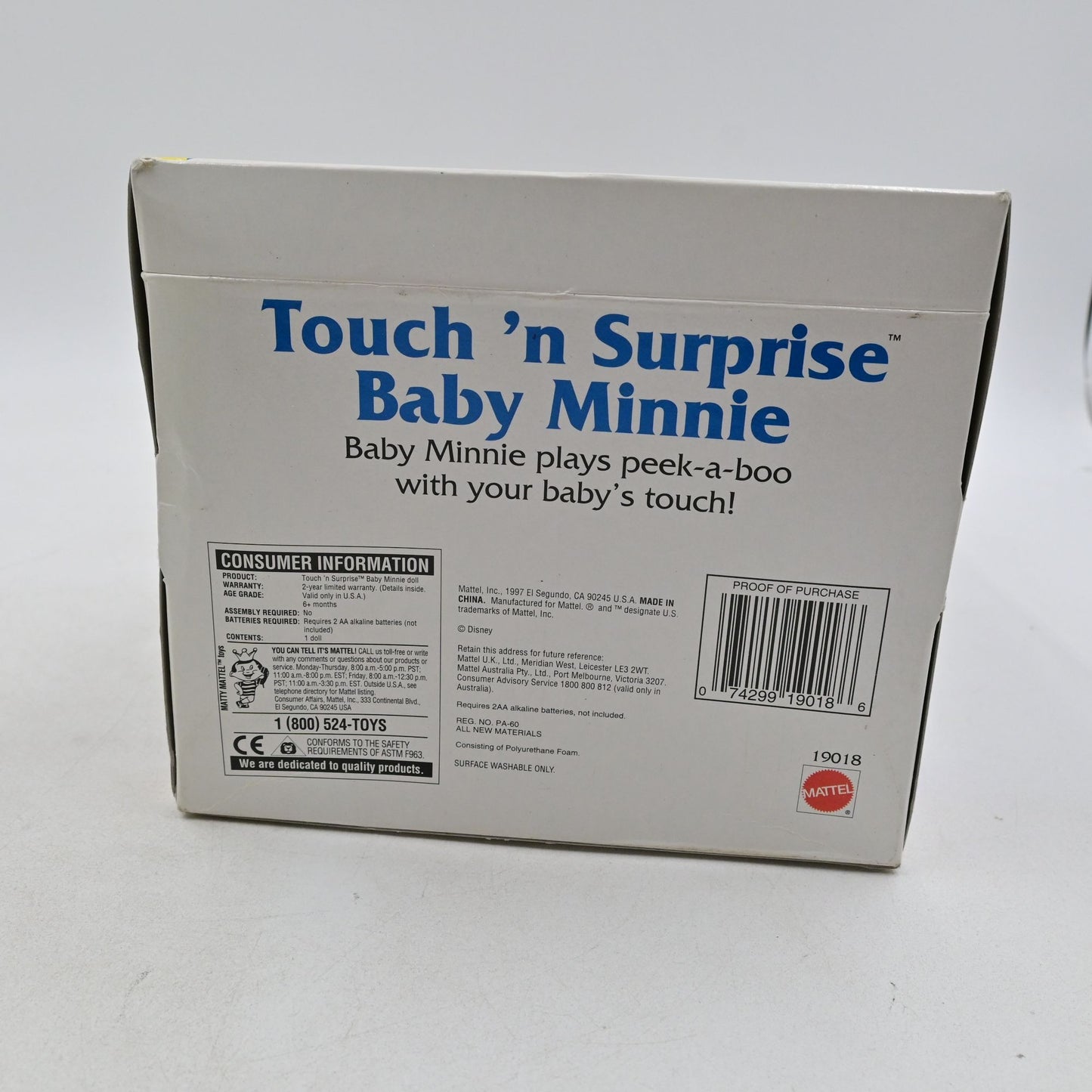 Disney Touch N Surprise Baby Minnie Mouse Mattel Toy Vintage 1997 Sealed