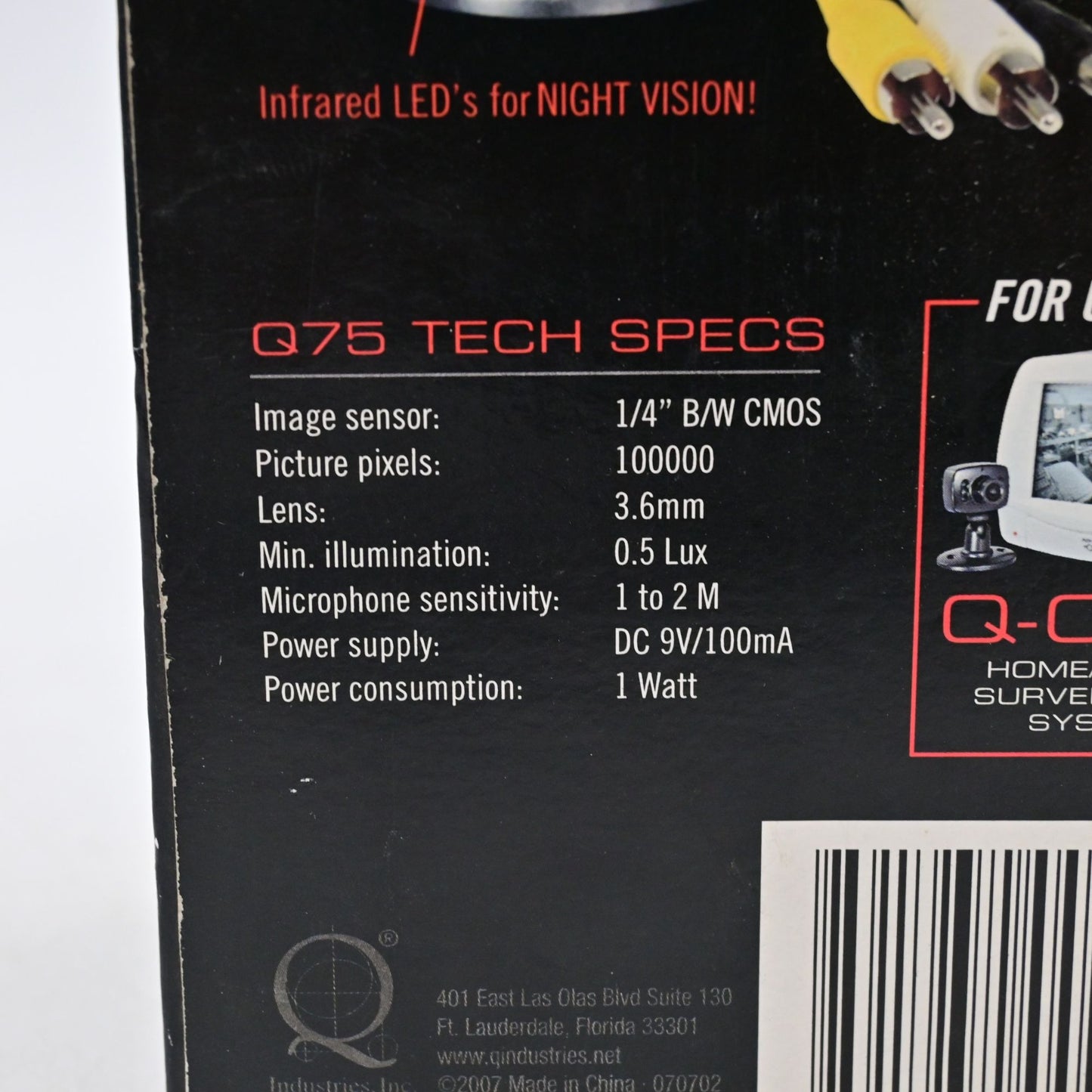 Q-Cam Mini Surveillance Camera Infrared Night Vision Black & White Wired