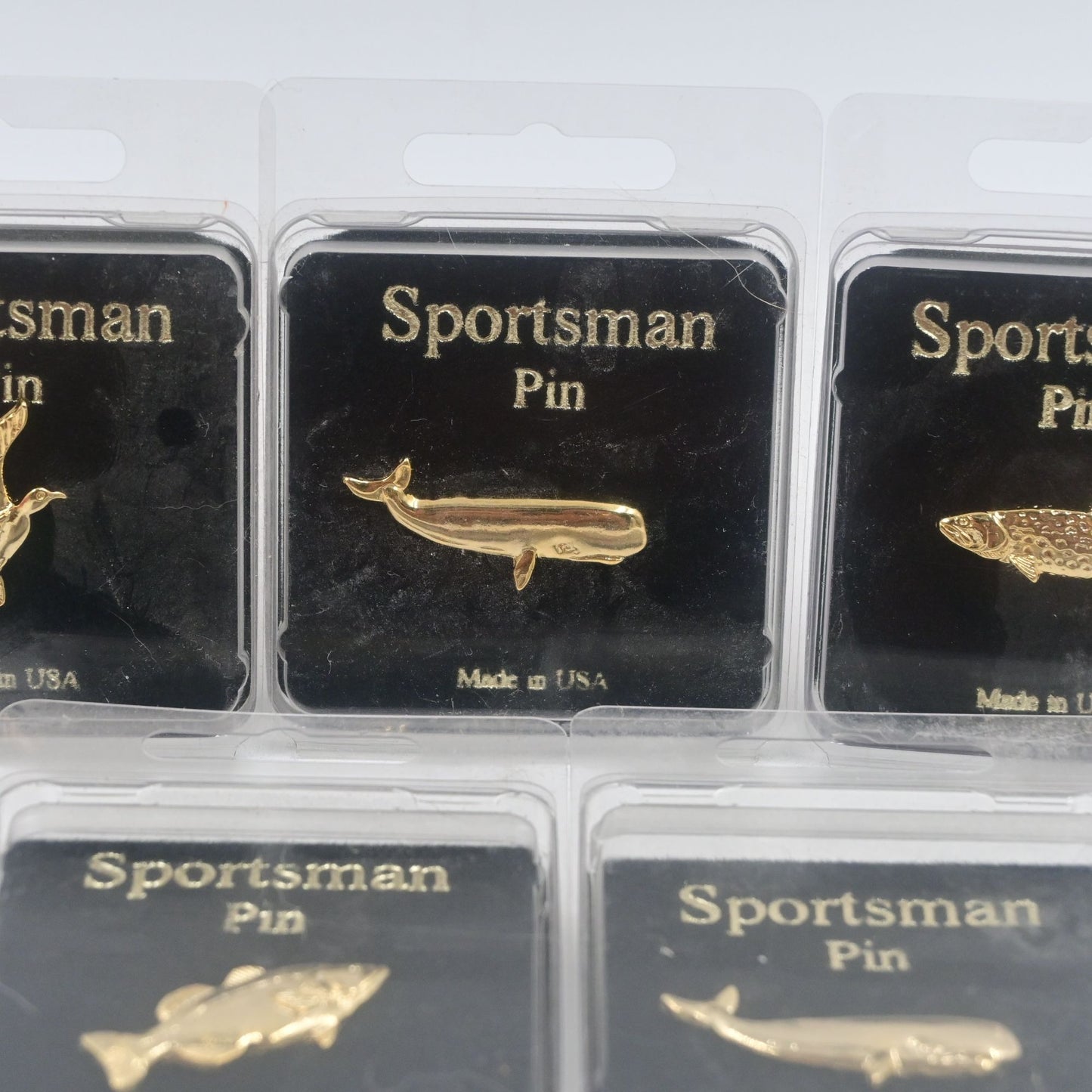 Sportsman Lapel Pin Whale, Trout, Bass, Bird Lot Of 5