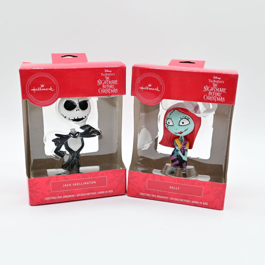 Disney Hallmark Nightmare Before Christmas Jack Skellington & Sally Ornaments Set