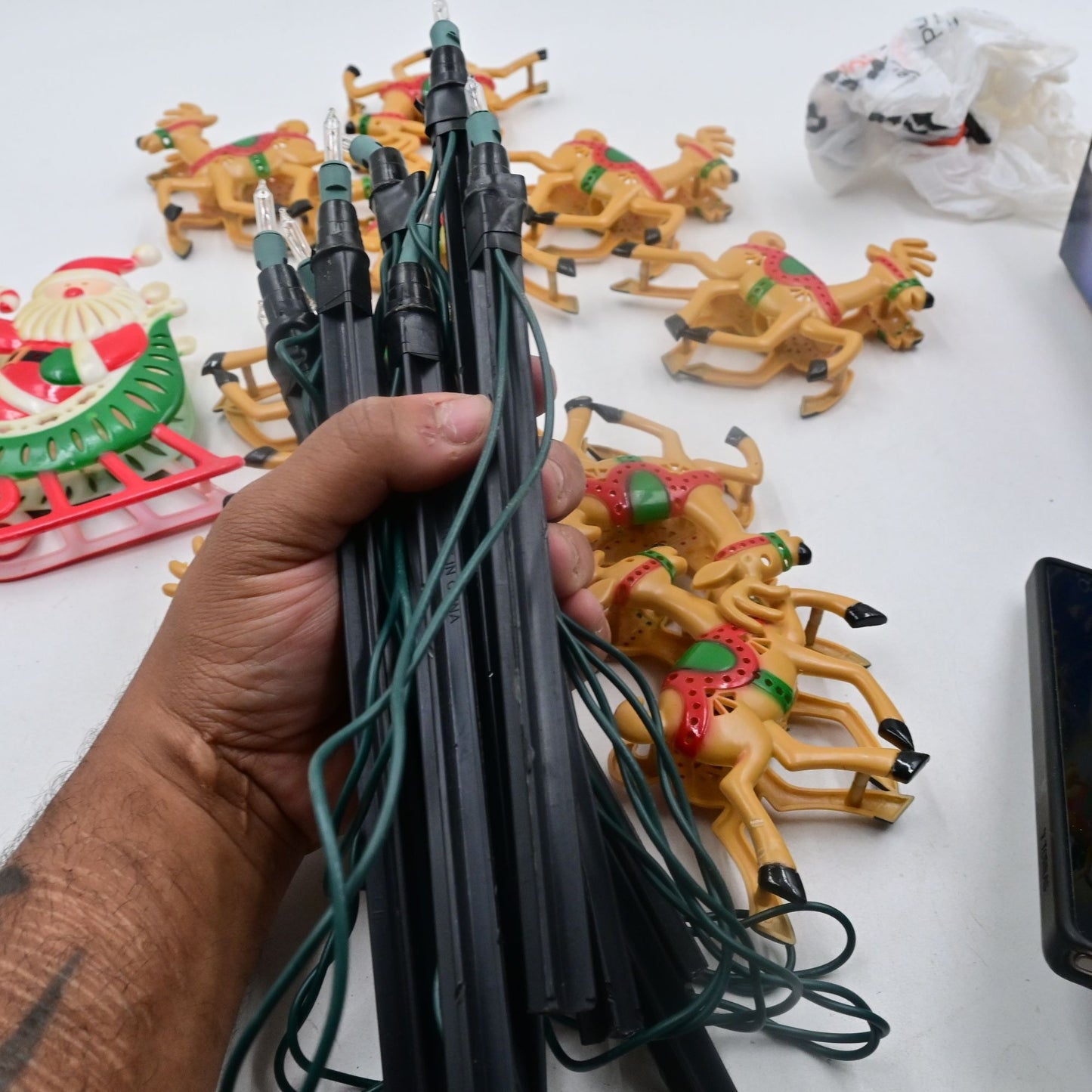 Reindeer and Santa Claus Path Way Stake Lights 10 PC Complete