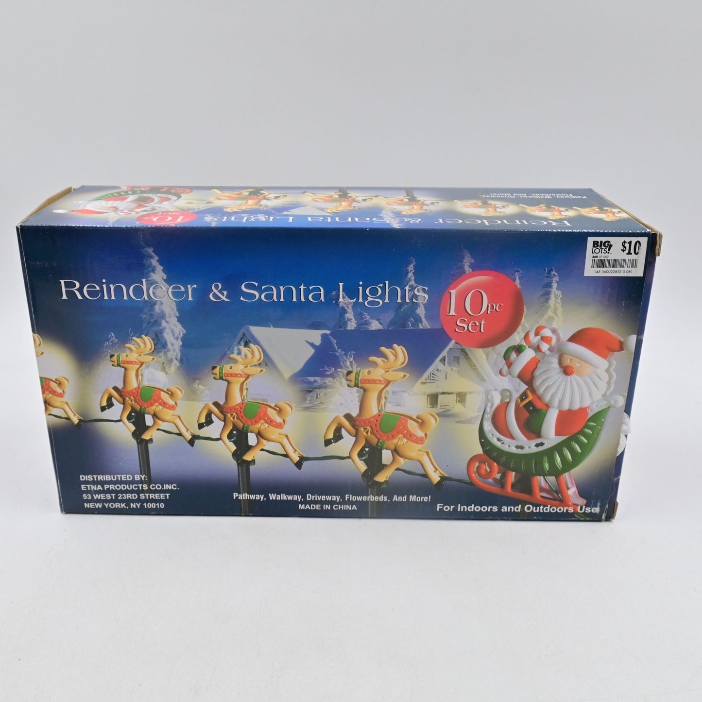 Reindeer and Santa Claus Path Way Stake Lights 10 PC Complete