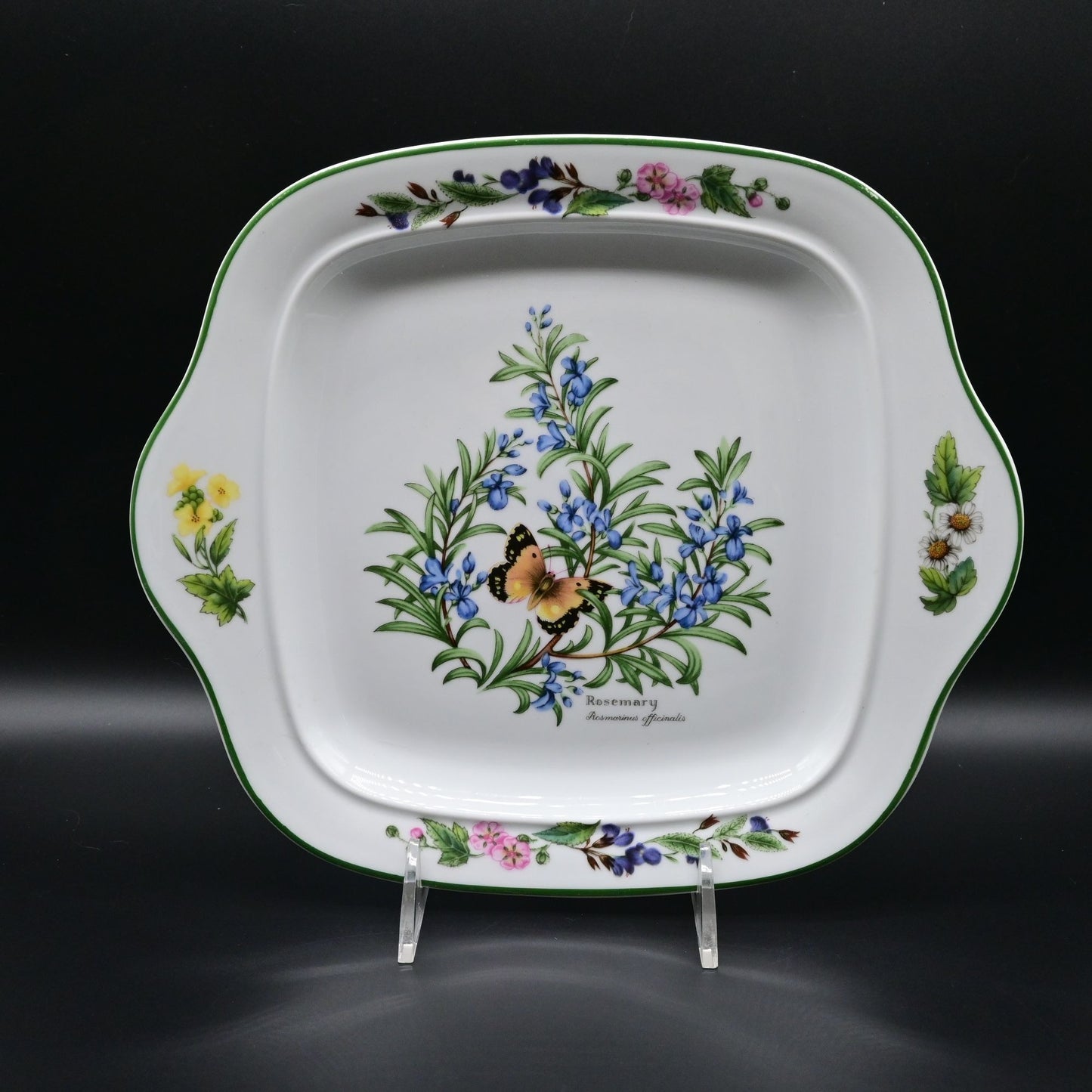 Royal Worcester Herbs Square Handled Cake Plate