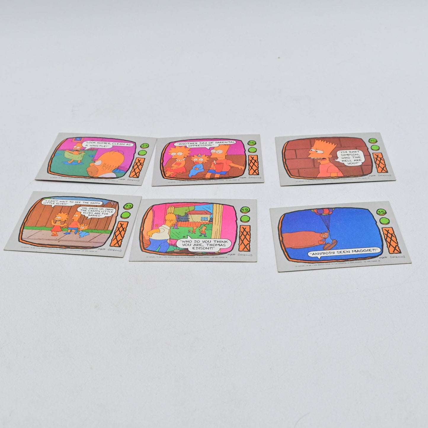 Vintage 1990 The Simpsons Trading Cards Lot Of 13