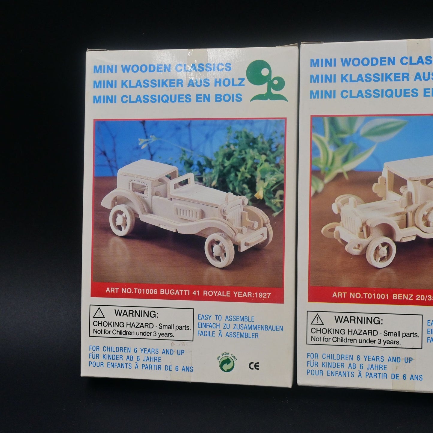 Vintage Mini Wooden Classics Car Model Kit Bugatti, Benz, Mercedes Vintage Lot