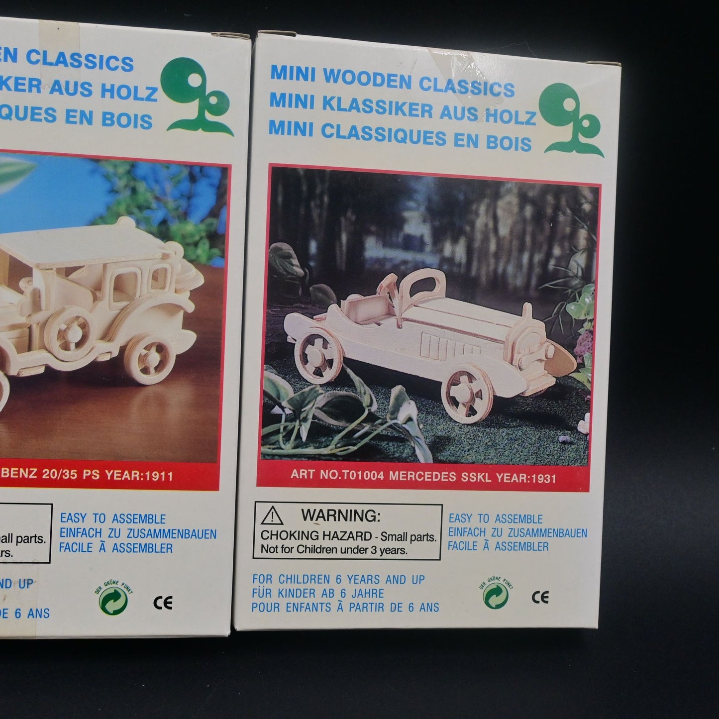 Vintage Mini Wooden Classics Car Model Kit Bugatti, Benz, Mercedes Vintage Lot