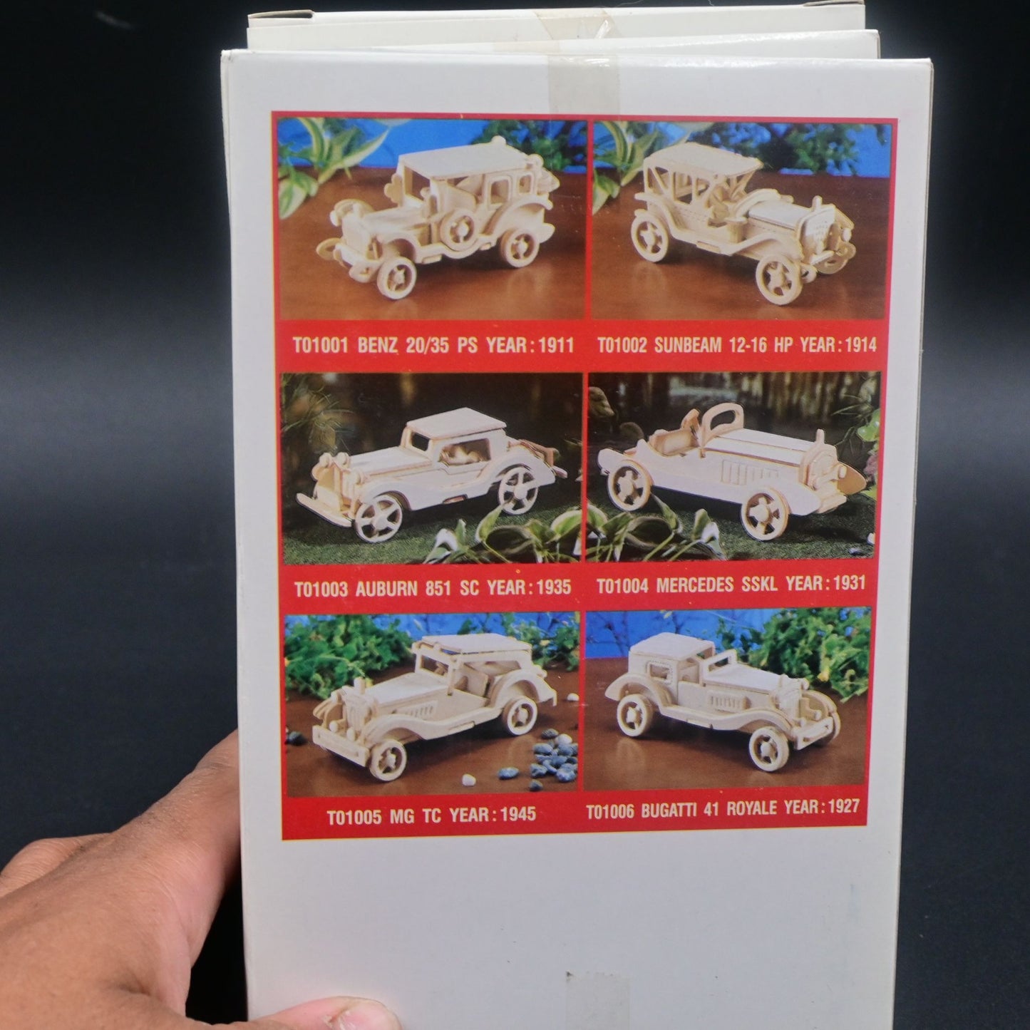 Vintage Mini Wooden Classics Car Model Kit Bugatti, Benz, Mercedes Vintage Lot
