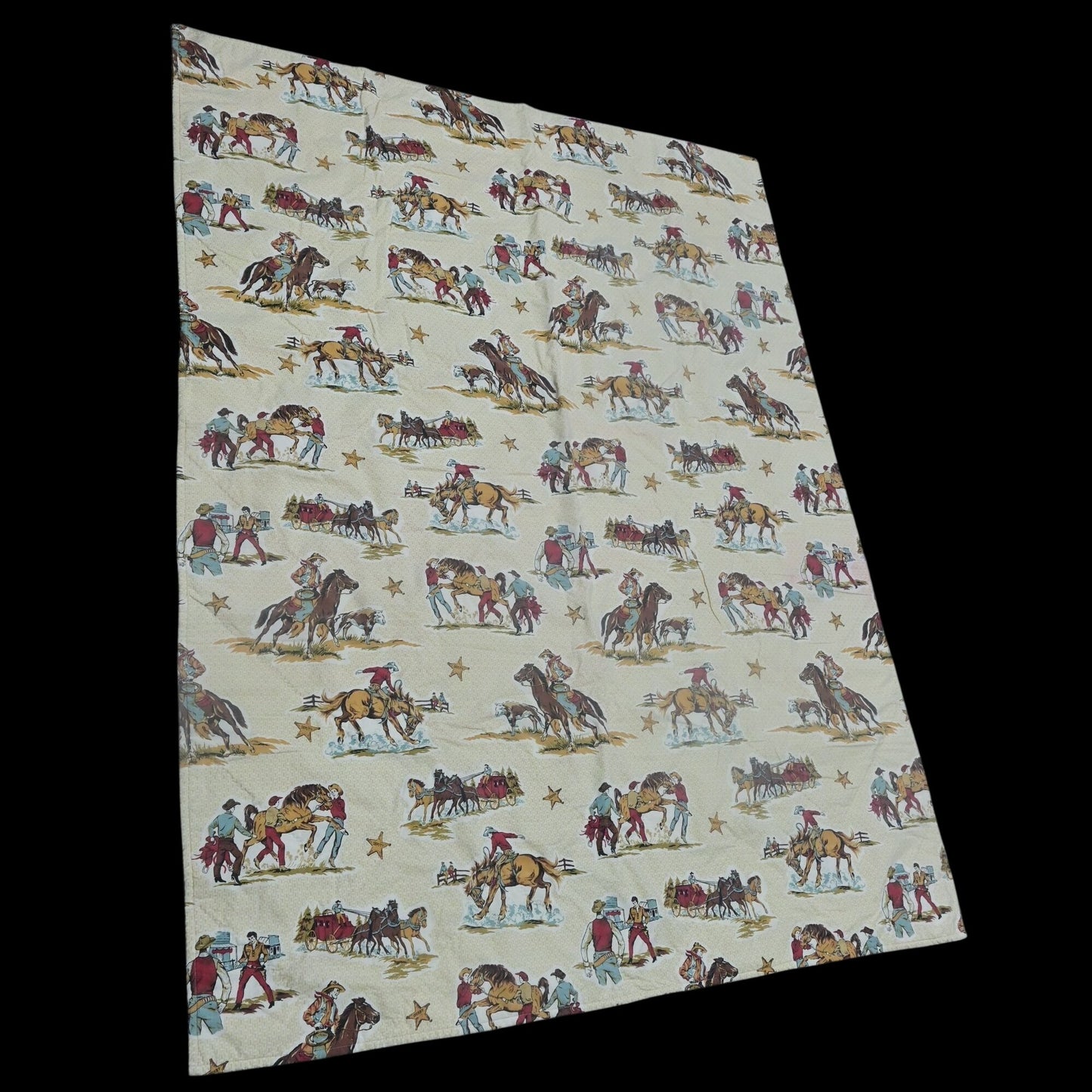 Cowboy & Indian Throw Blanket 66.5x50 Handmade