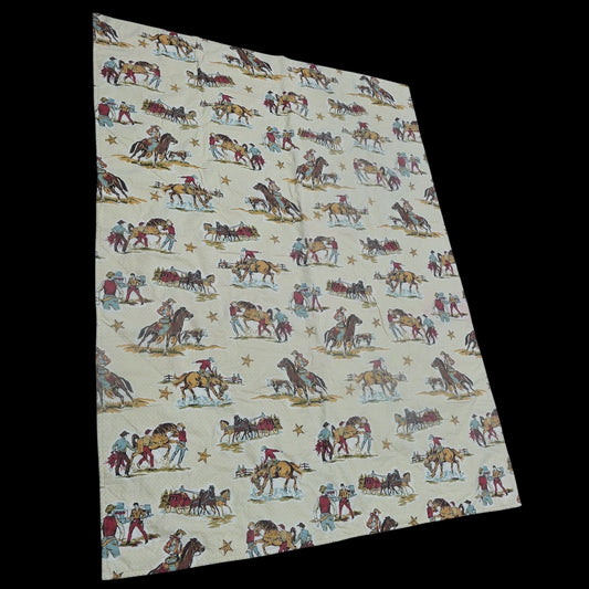 Cowboy & Indian Throw Blanket 66.5x50 Handmade