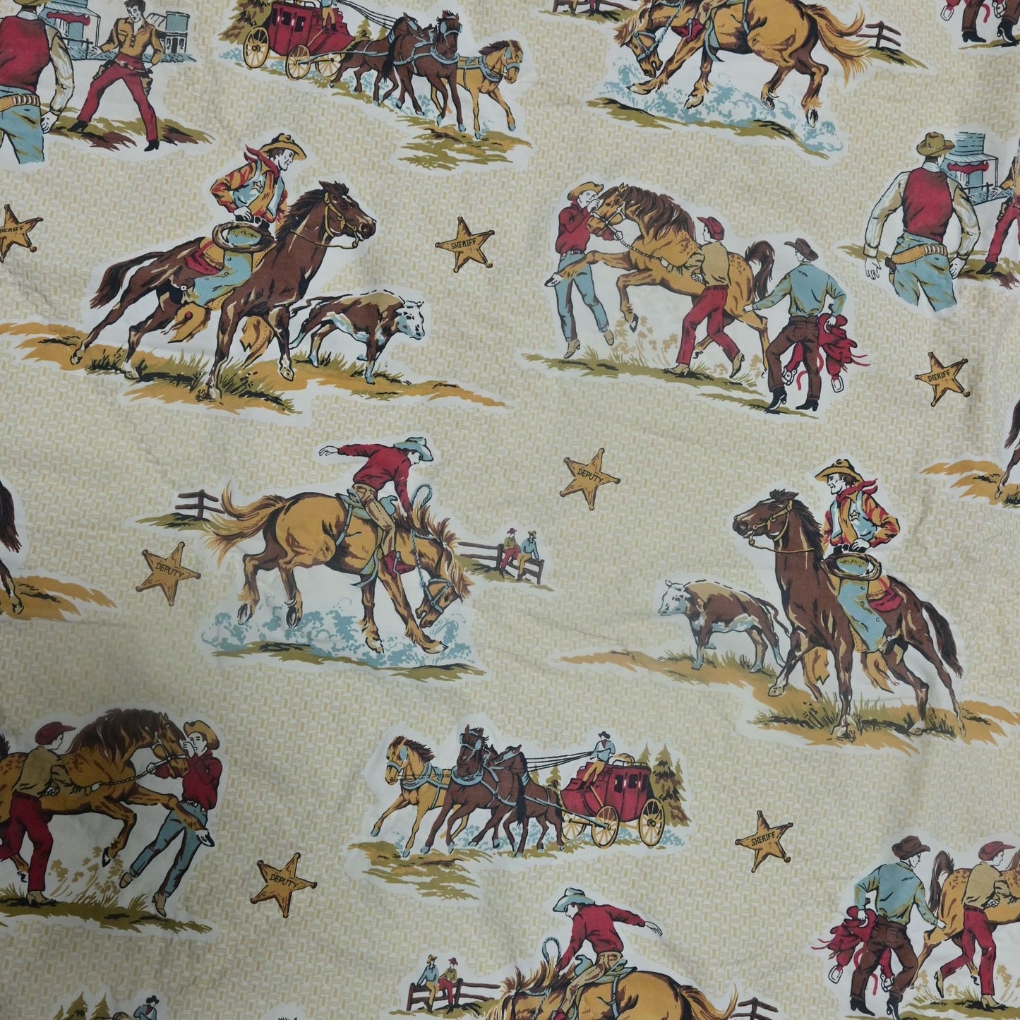 Cowboy & Indian Throw Blanket 66.5x50 Handmade