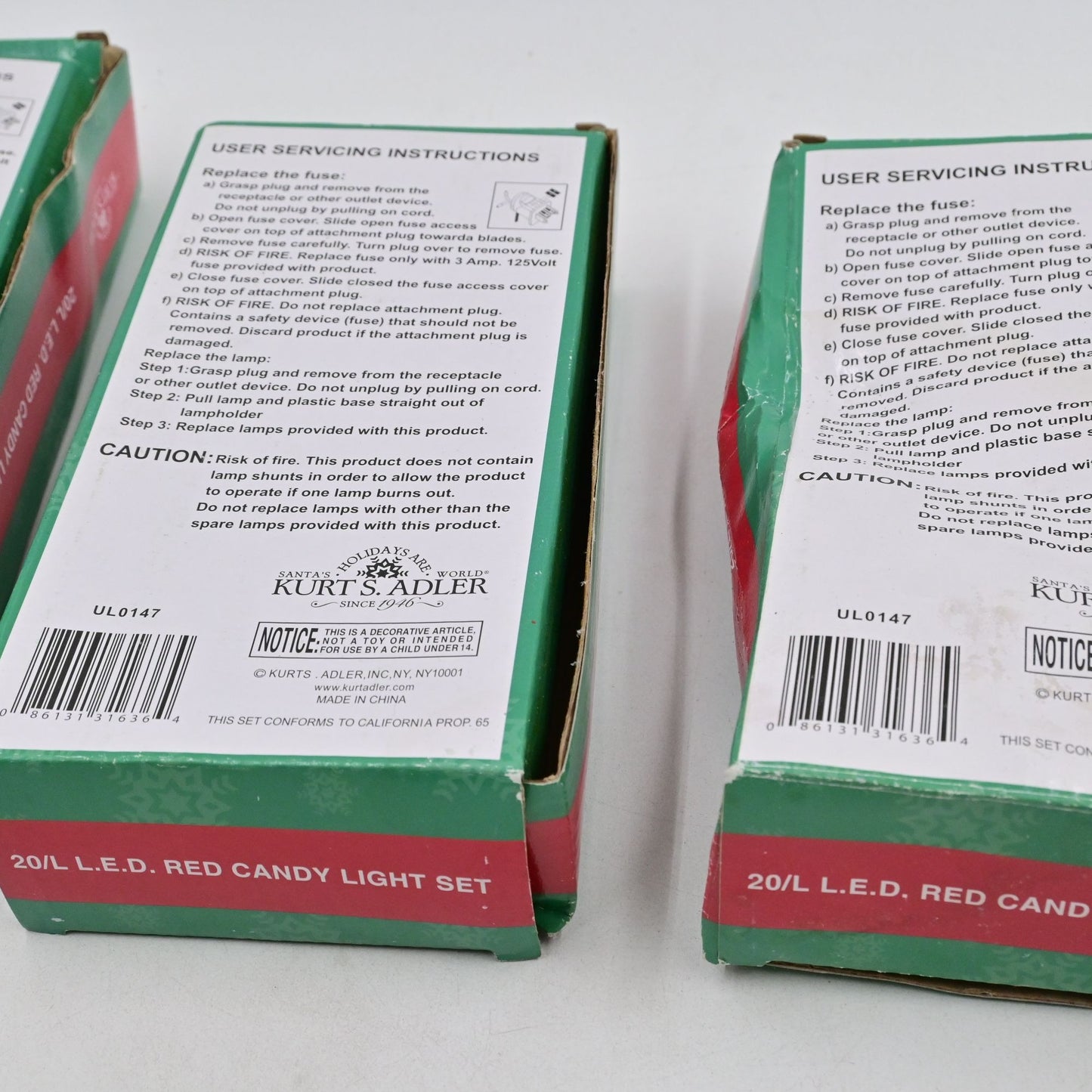 Kurt S Adler Red Candy Light Set LED Bundle Of 3 New Damaged Box