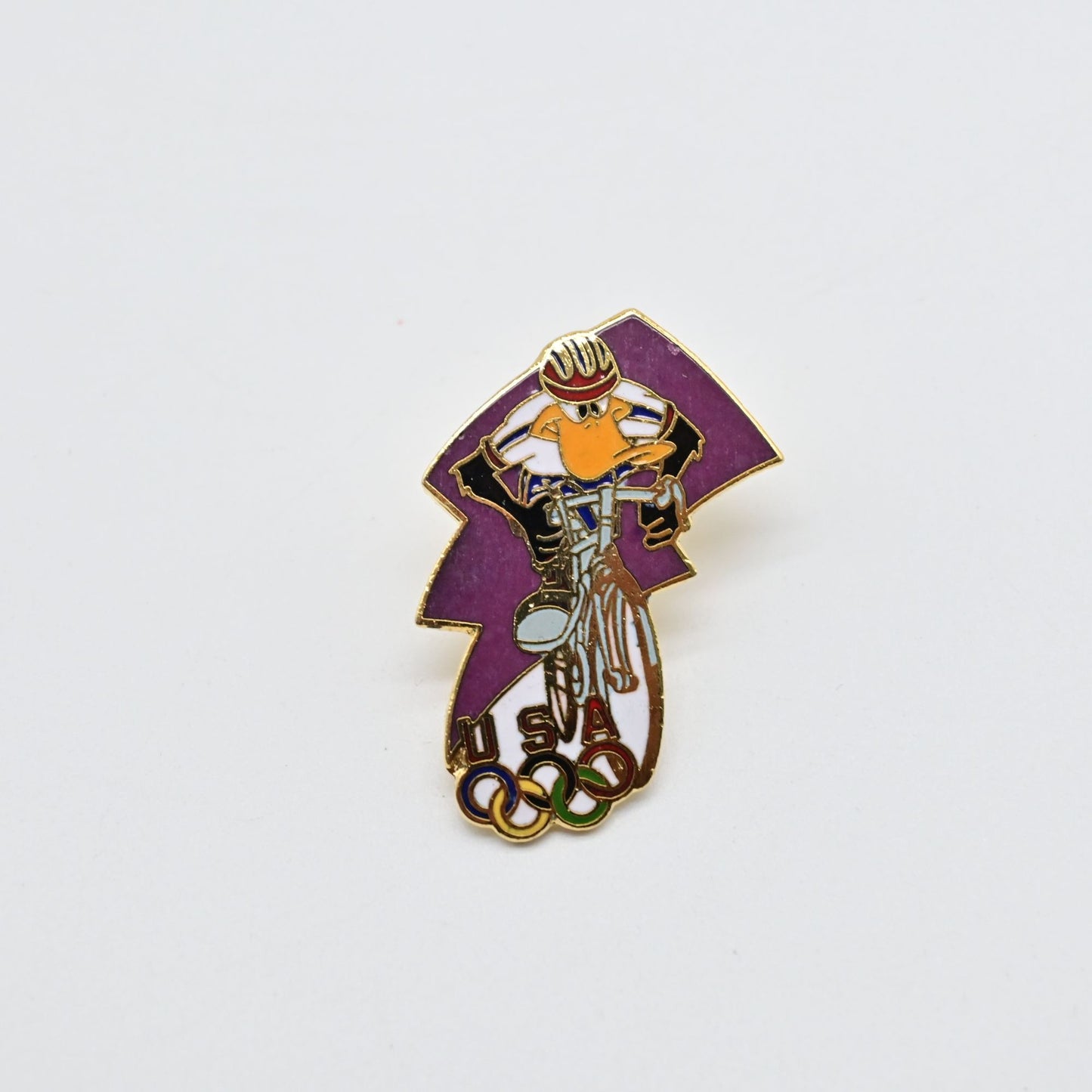 Vintage Looney Tunes Daffy Duck Cycling USA Olympic Pin