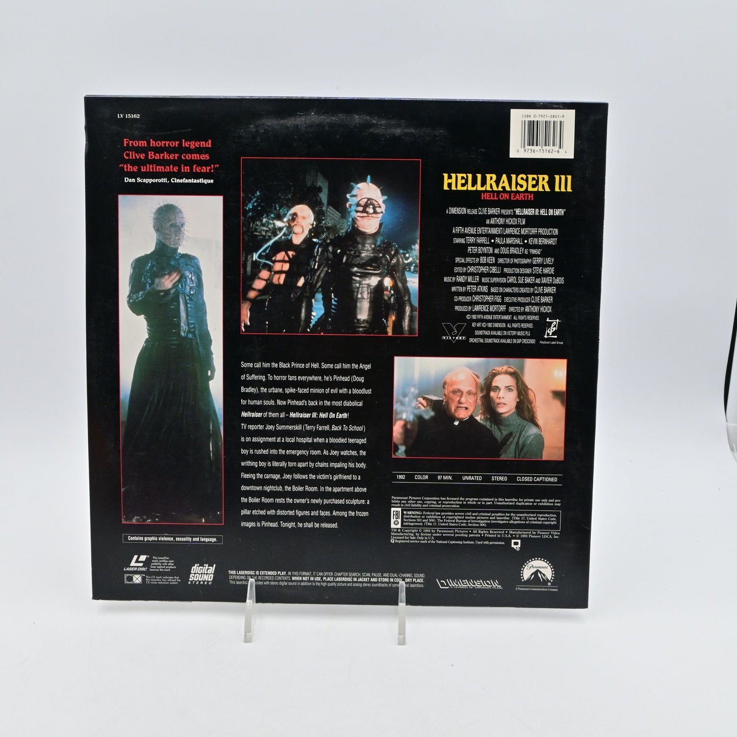 Vintage 1992 Hellraiser III Hell On Earth LaserDisc Unrated Version Horror