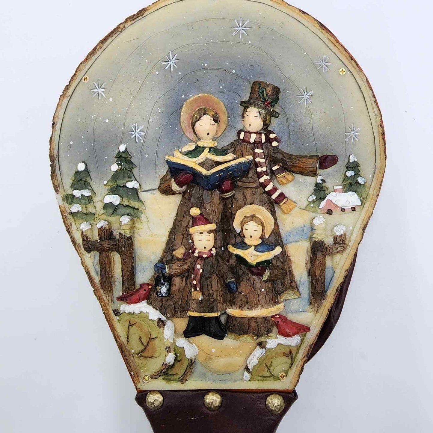 Decorative Bellows Christmas Carolers 18" 3D Fireplace Resin