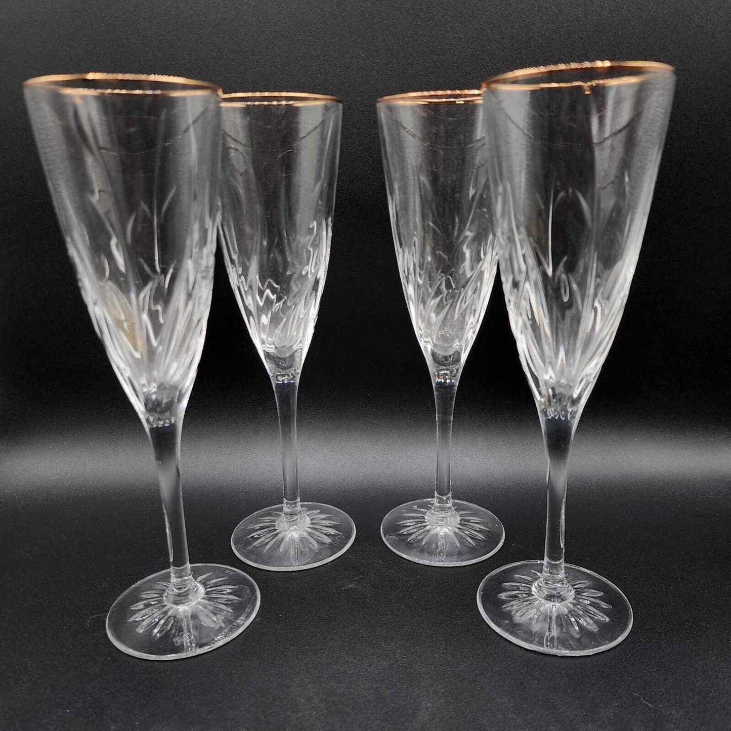 Cristal D' Arques Cassandra Gold Champagne Flutes Set Of 4