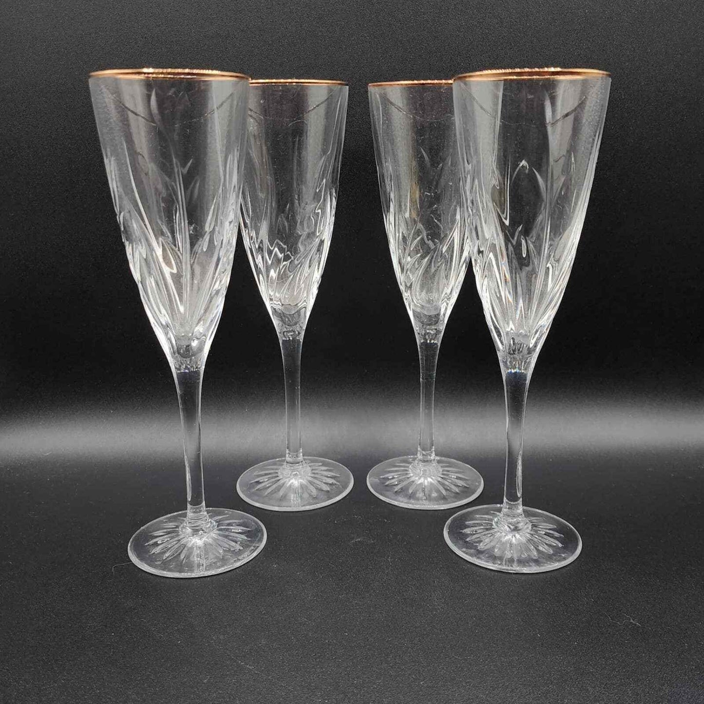 Cristal D' Arques Cassandra Gold Champagne Flutes Set Of 4