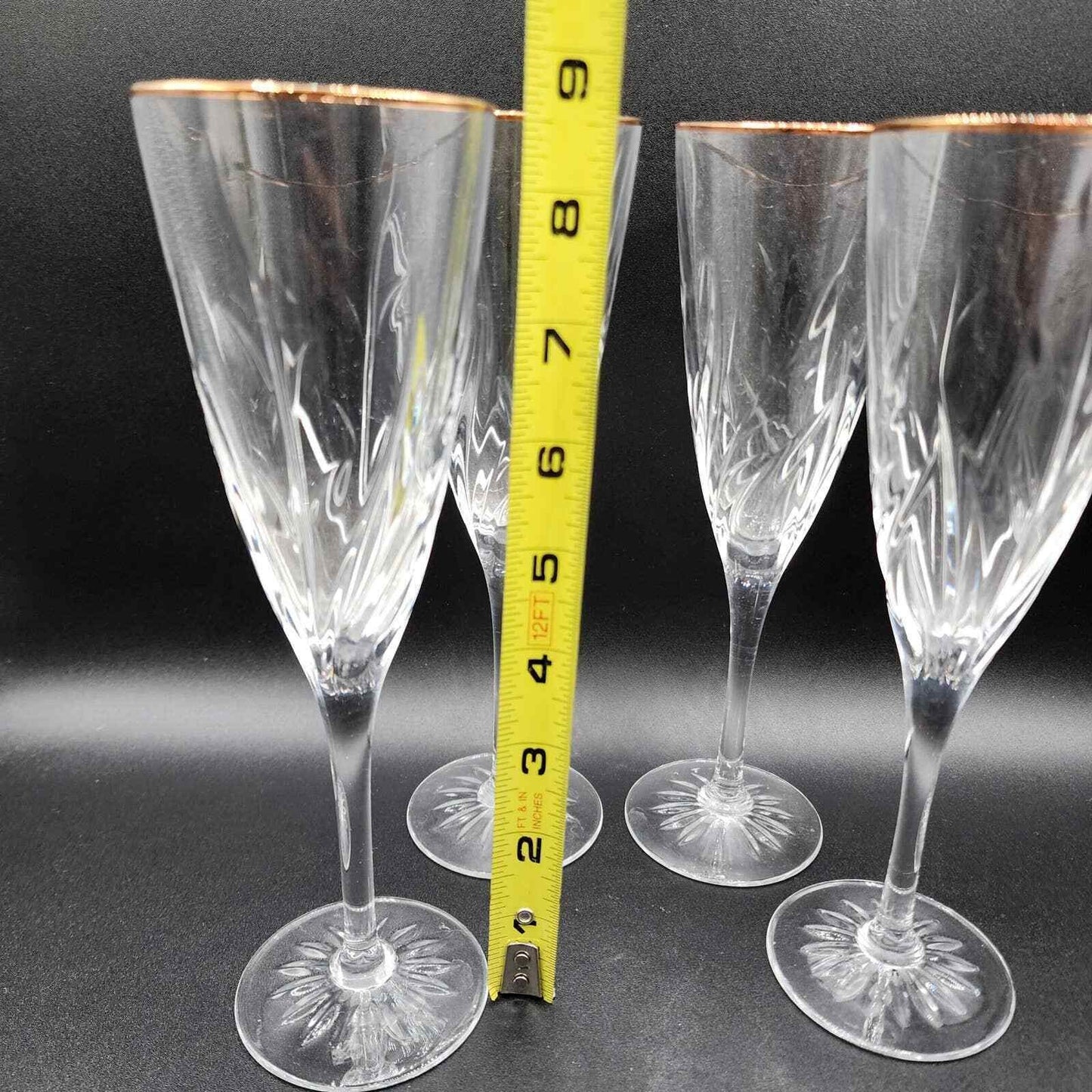 Cristal D' Arques Cassandra Gold Champagne Flutes Set Of 4