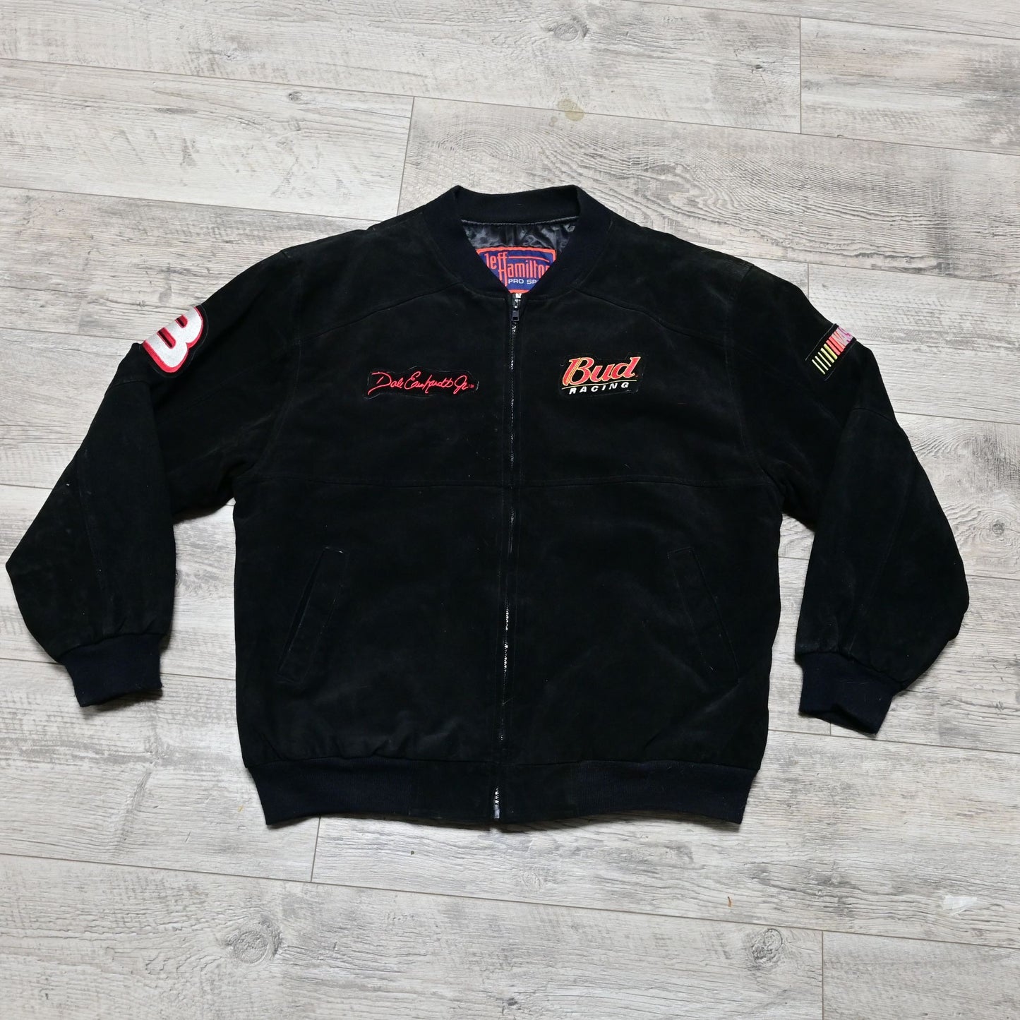 Dale Earnhardt Jr Jeff Hamilton Pro Sport Suede Jacket Black Vintage XL