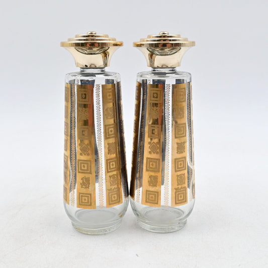 MCM Culver Glass Salt And Pepper Shakers Gold Vintage 1960s
