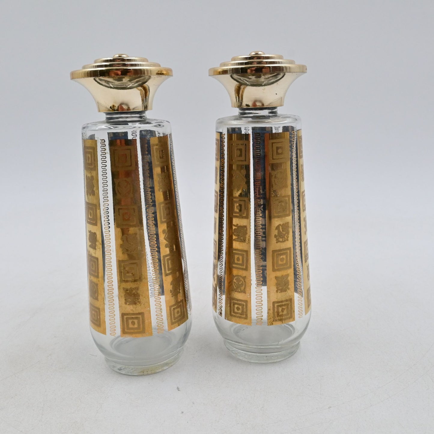 MCM Culver Glass Salt And Pepper Shakers Gold Vintage 1960s