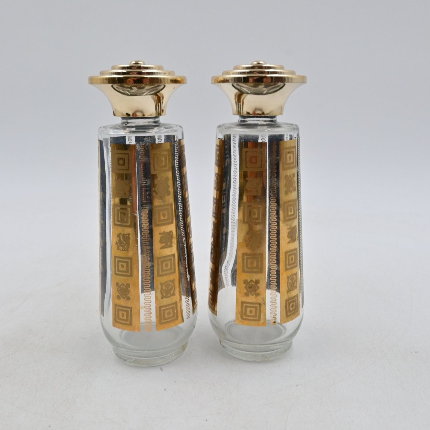 MCM Culver Glass Salt And Pepper Shakers Gold Vintage 1960s