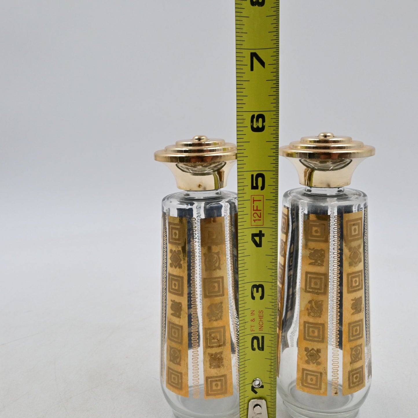 MCM Culver Glass Salt And Pepper Shakers Gold Vintage 1960s