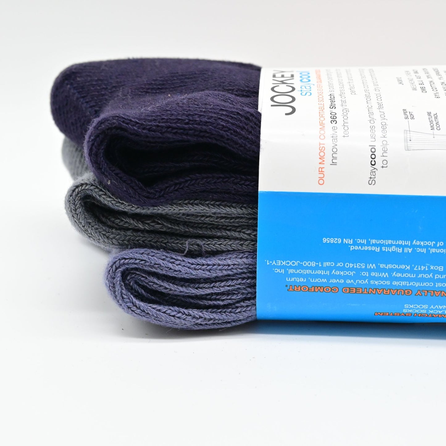 Jockey Stay Cool Black Crew Socks Size 6-12 Moisture Control