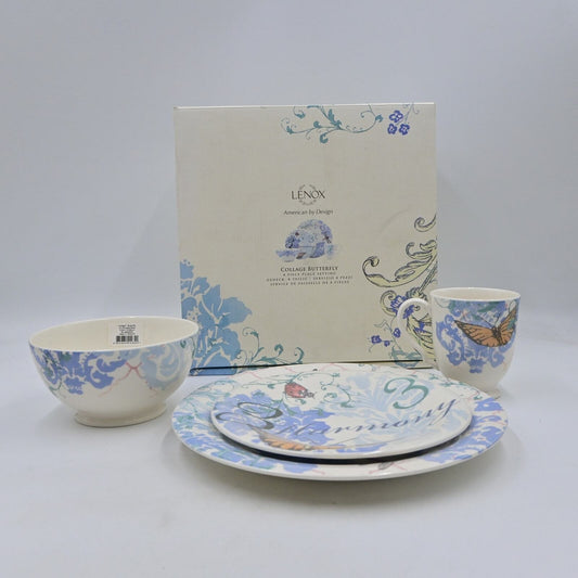 Lenox Collage Butterfly 4 Piece Dinner Set New In Box